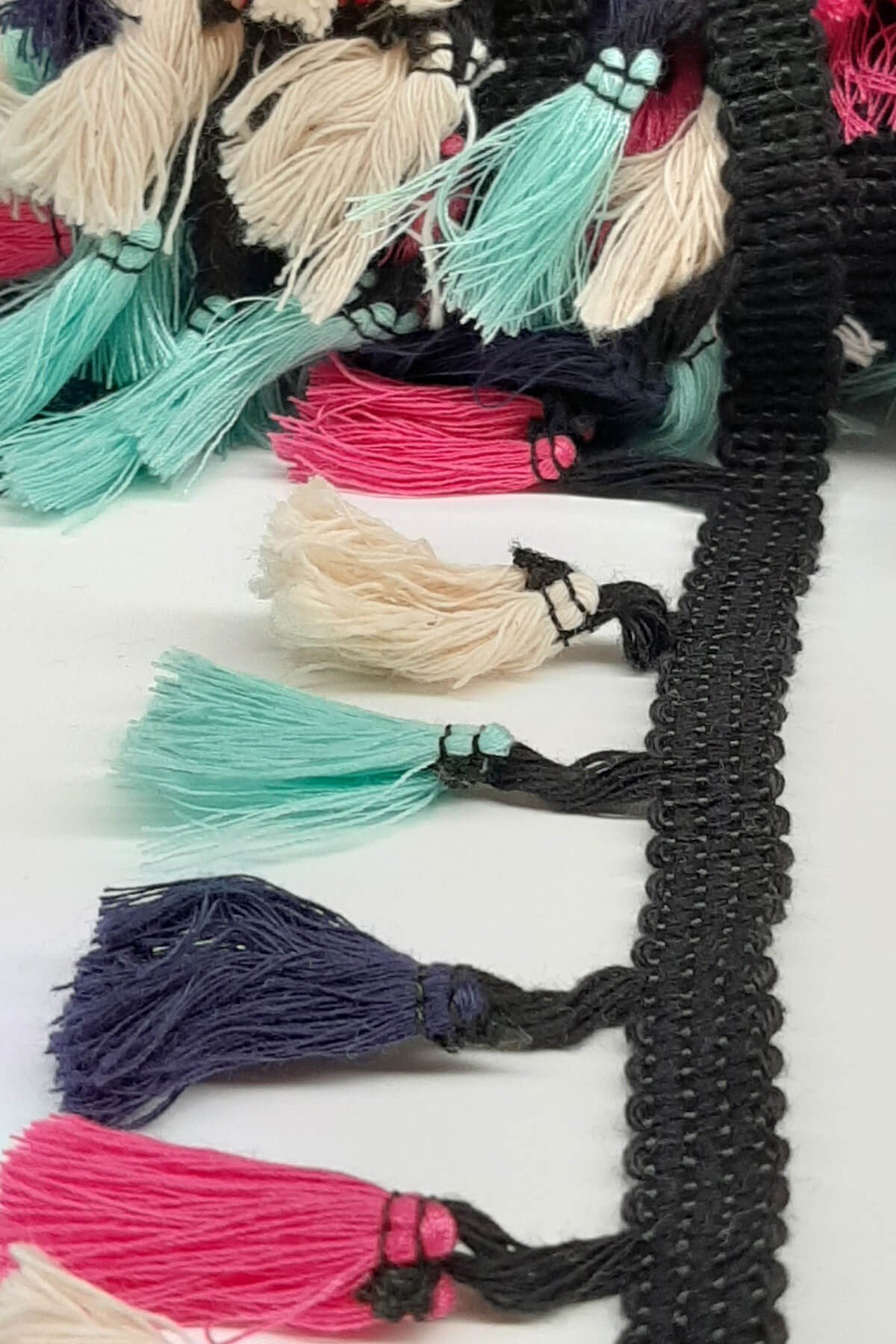 Açık Mavi Lacivert Pembe Pamuk Saçak Püskül