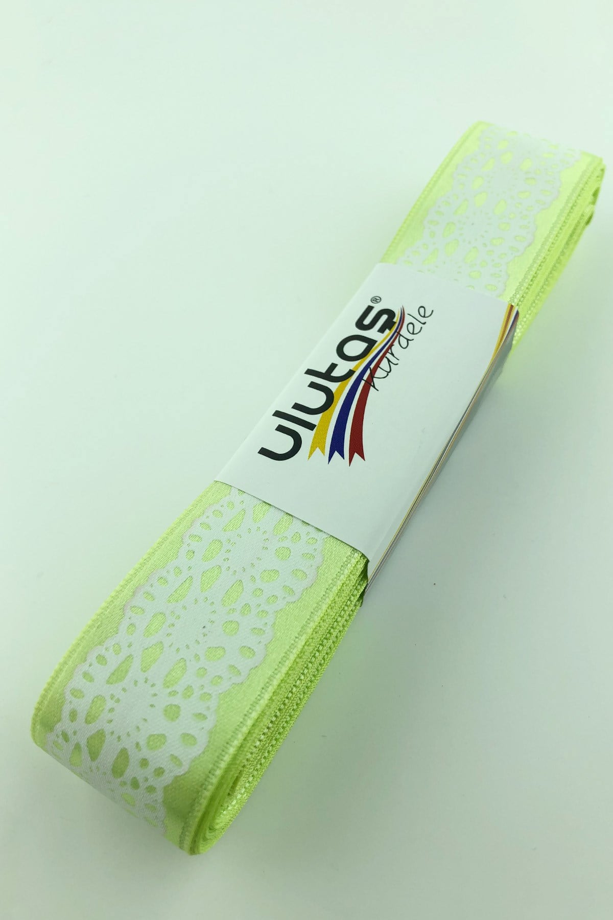 Açık Yeşil Desenli Saten Kurdele 2,5 cm