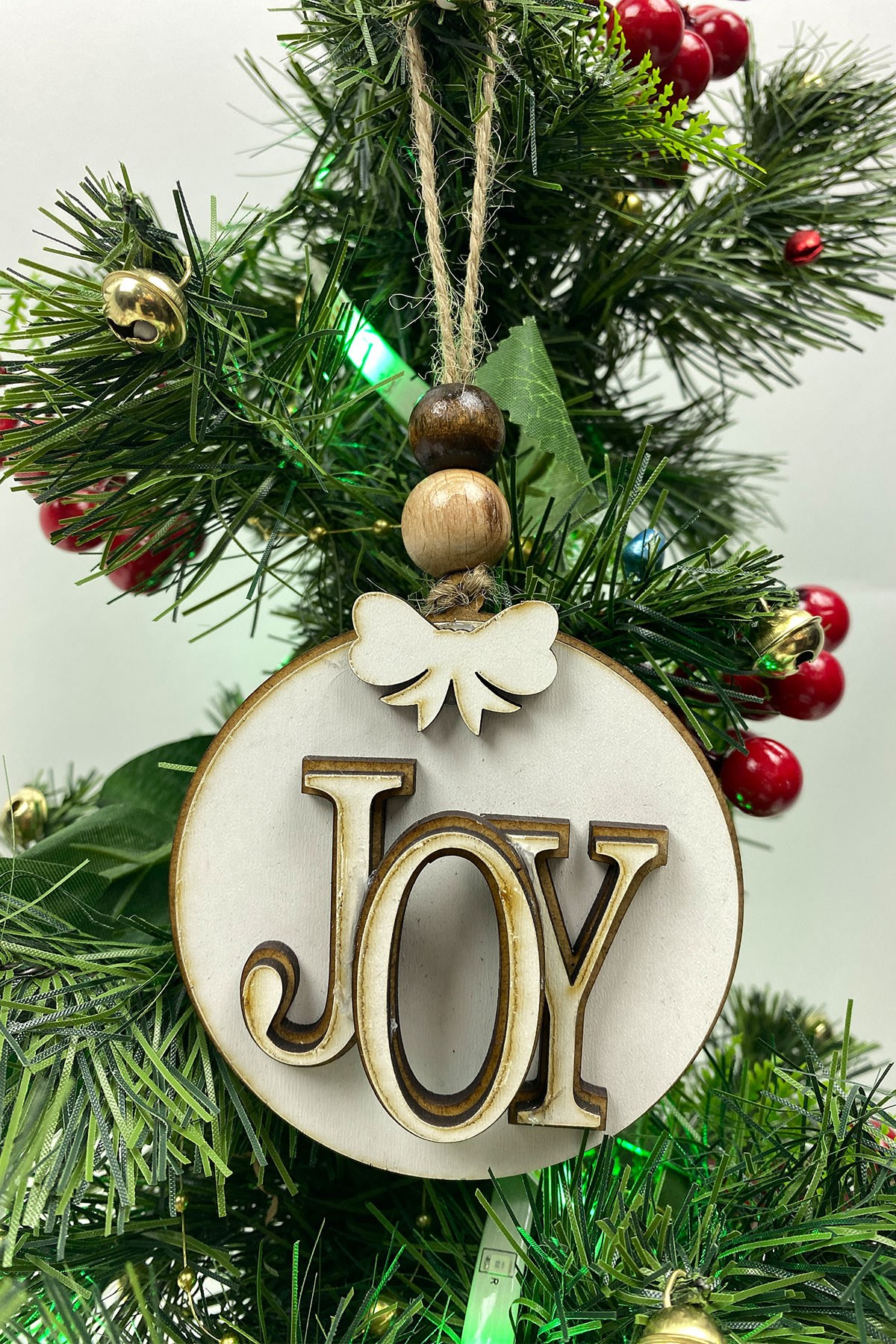 Ahşap Joy Baskılı Yılbaşı Ağaç Süsü