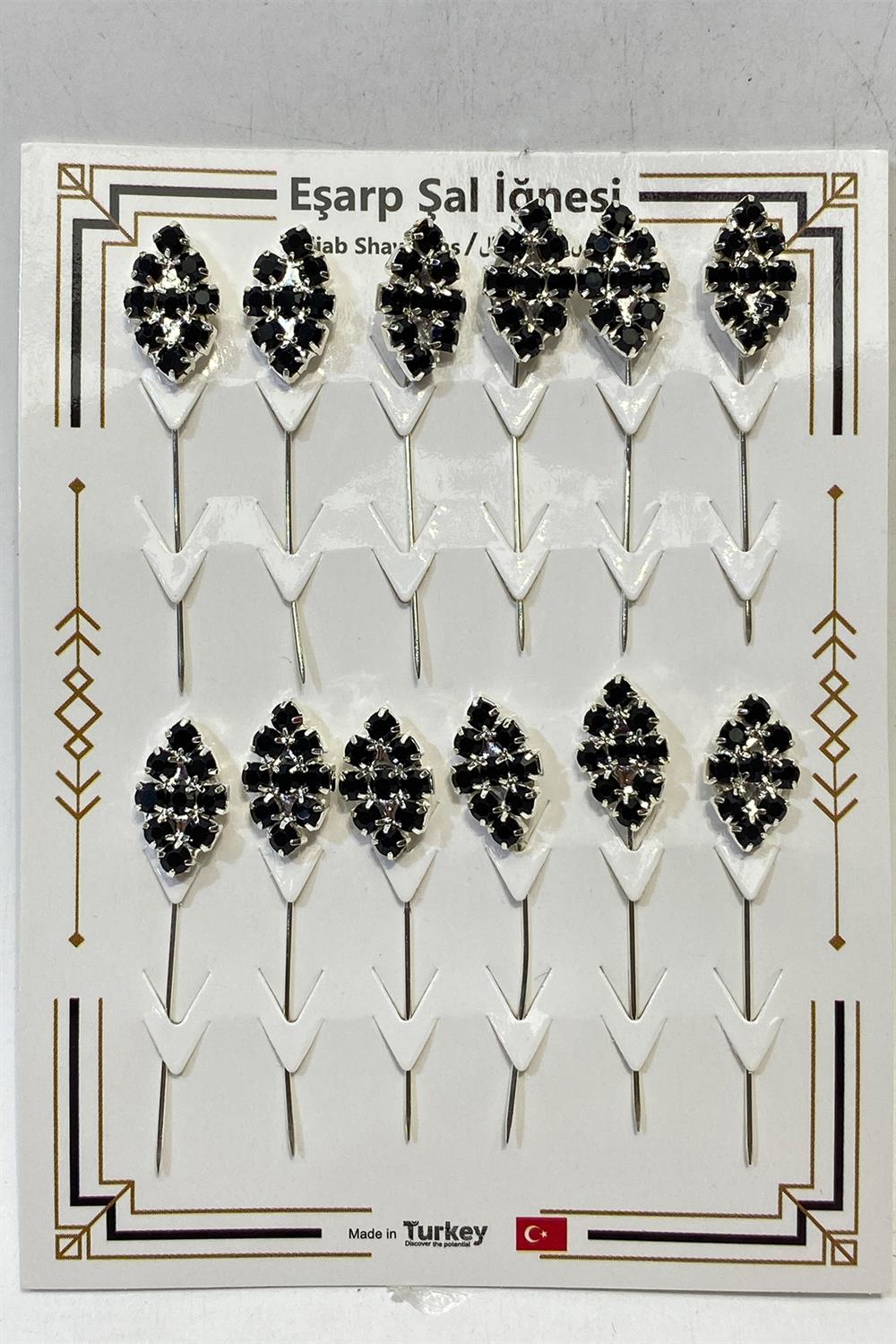 Badem Taşlı Eşarp İğnesi 12 Adet