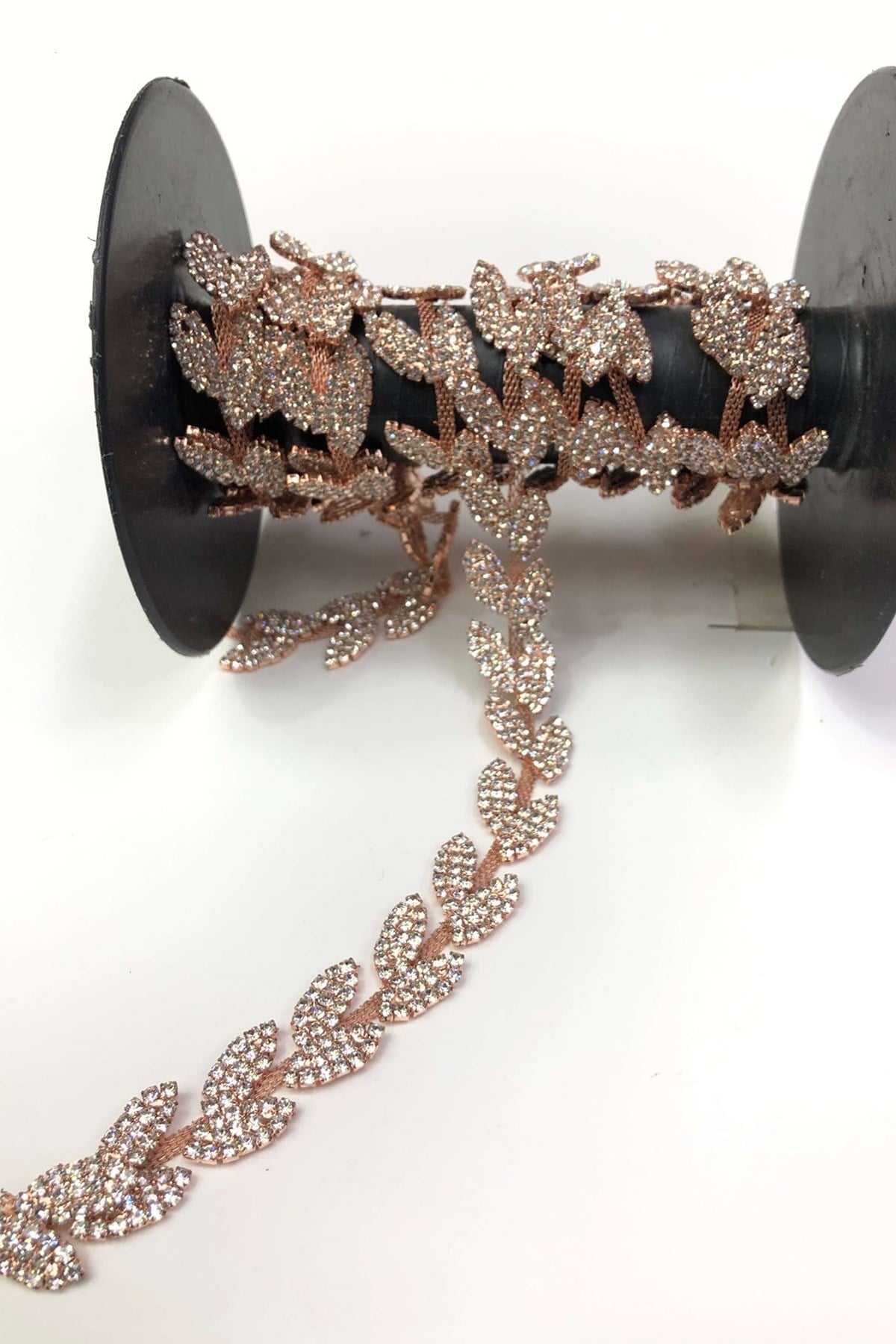 Copper Leaf Pattern Crystal Stone Strip Border