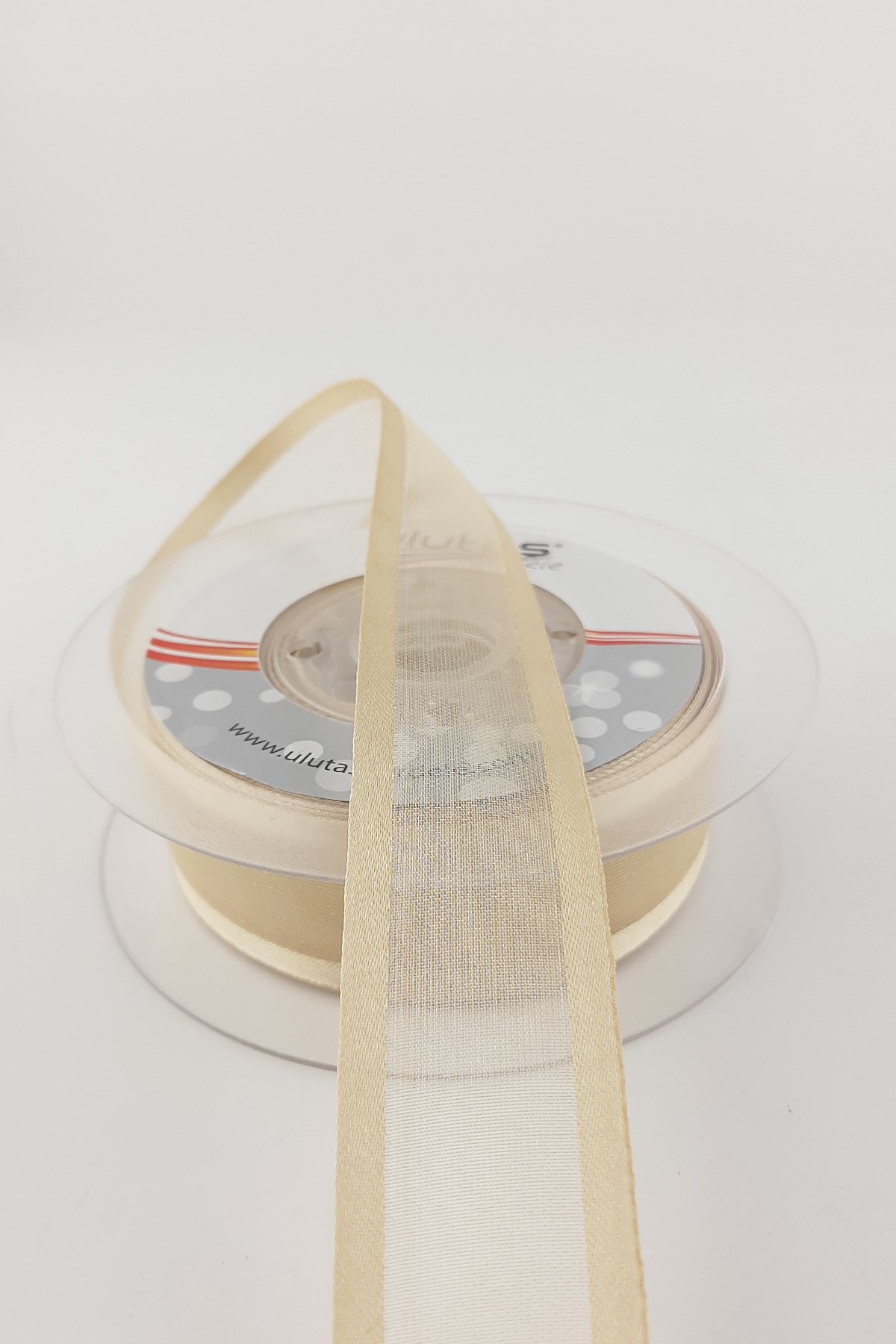 شريط أورجانزا ستان عريض بلون العسل 20 متر