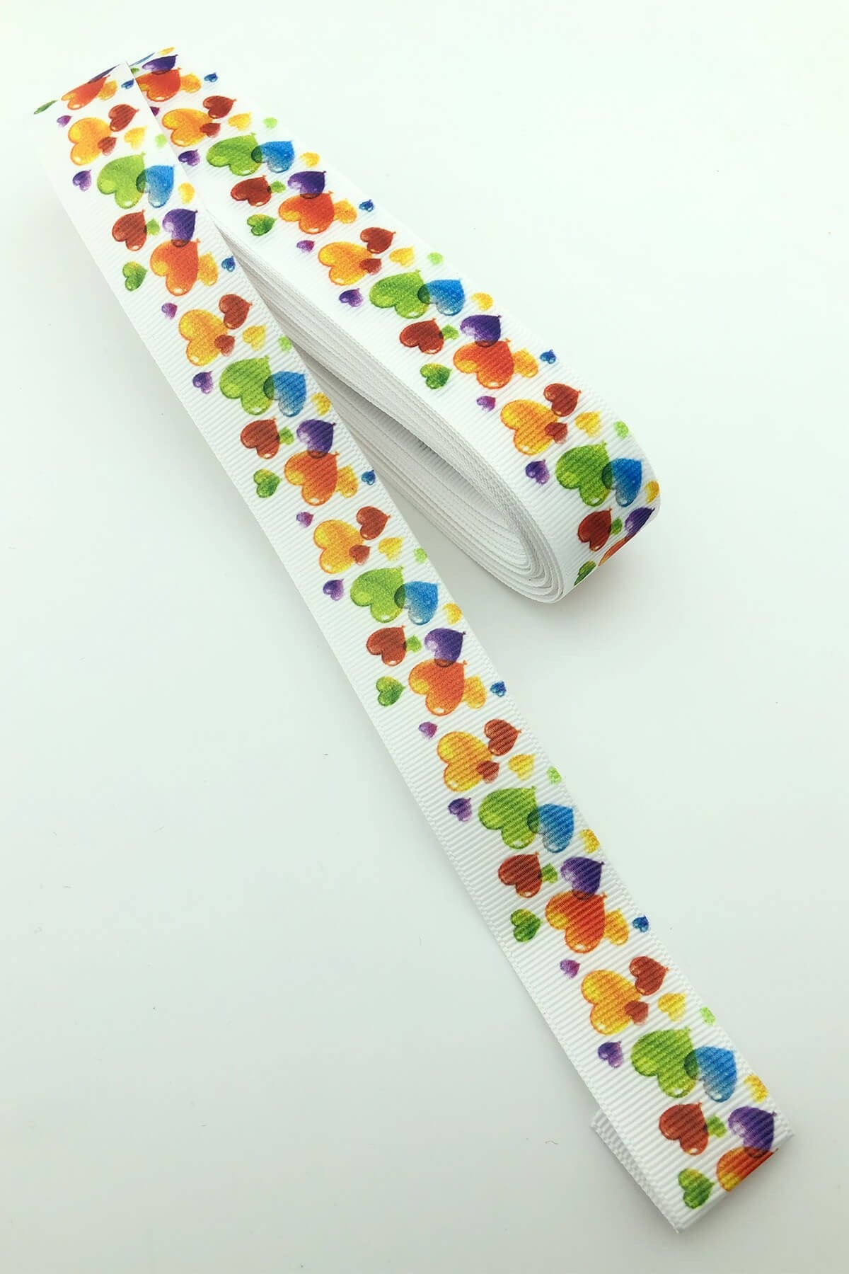 Bubble Heart Printed Grosgrain Ribbon 10 Mt