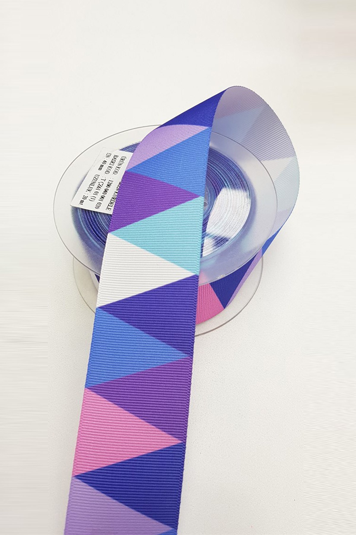 Blue Tone Colors Triangle Printed Grosgrain Ribbon 4 cm