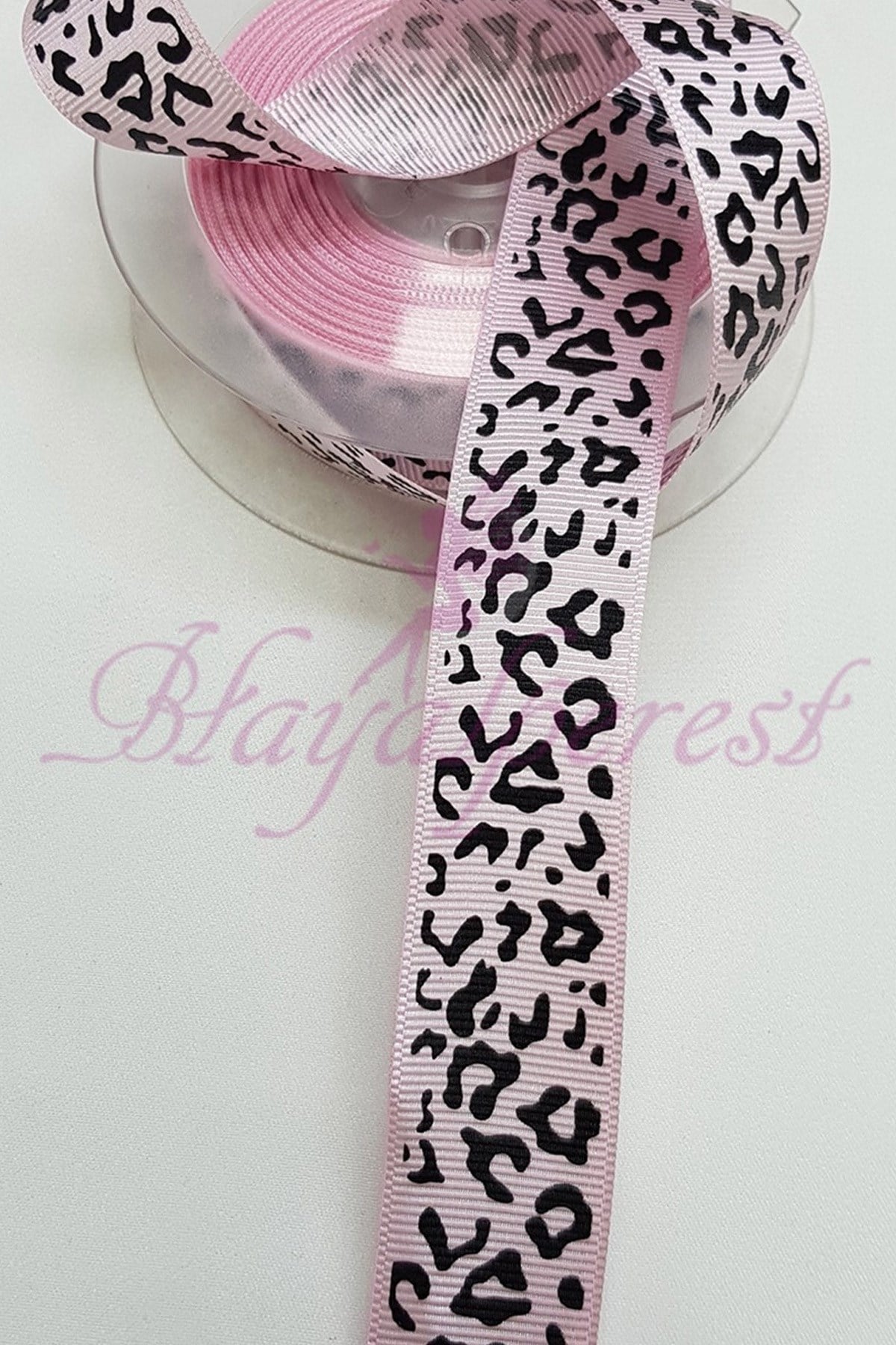 Pink Leopard Printed Grosgrain Ribbon 2.5Cm