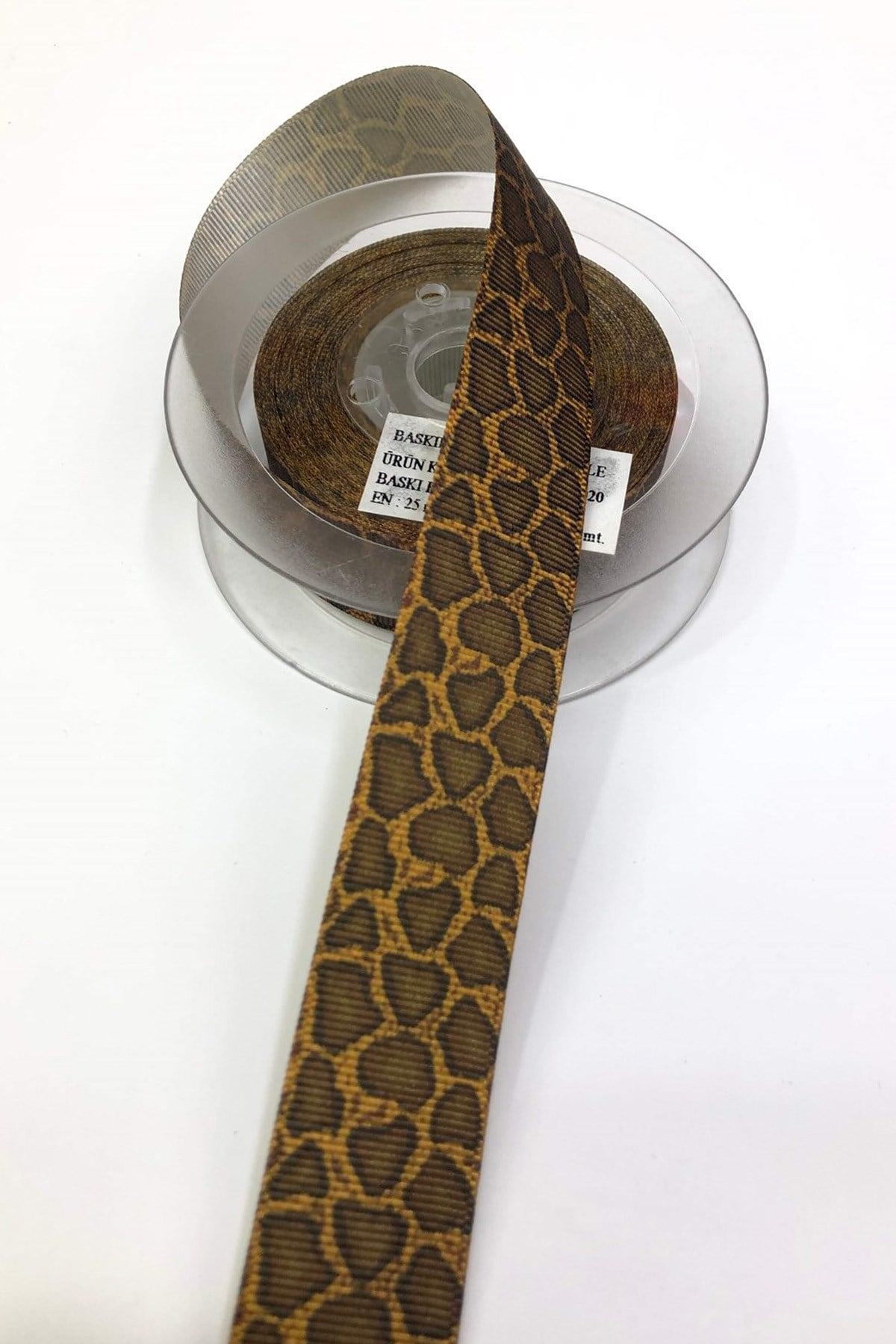 Brown Leopard Printed 2.5Cm Grosgrain Ribbon