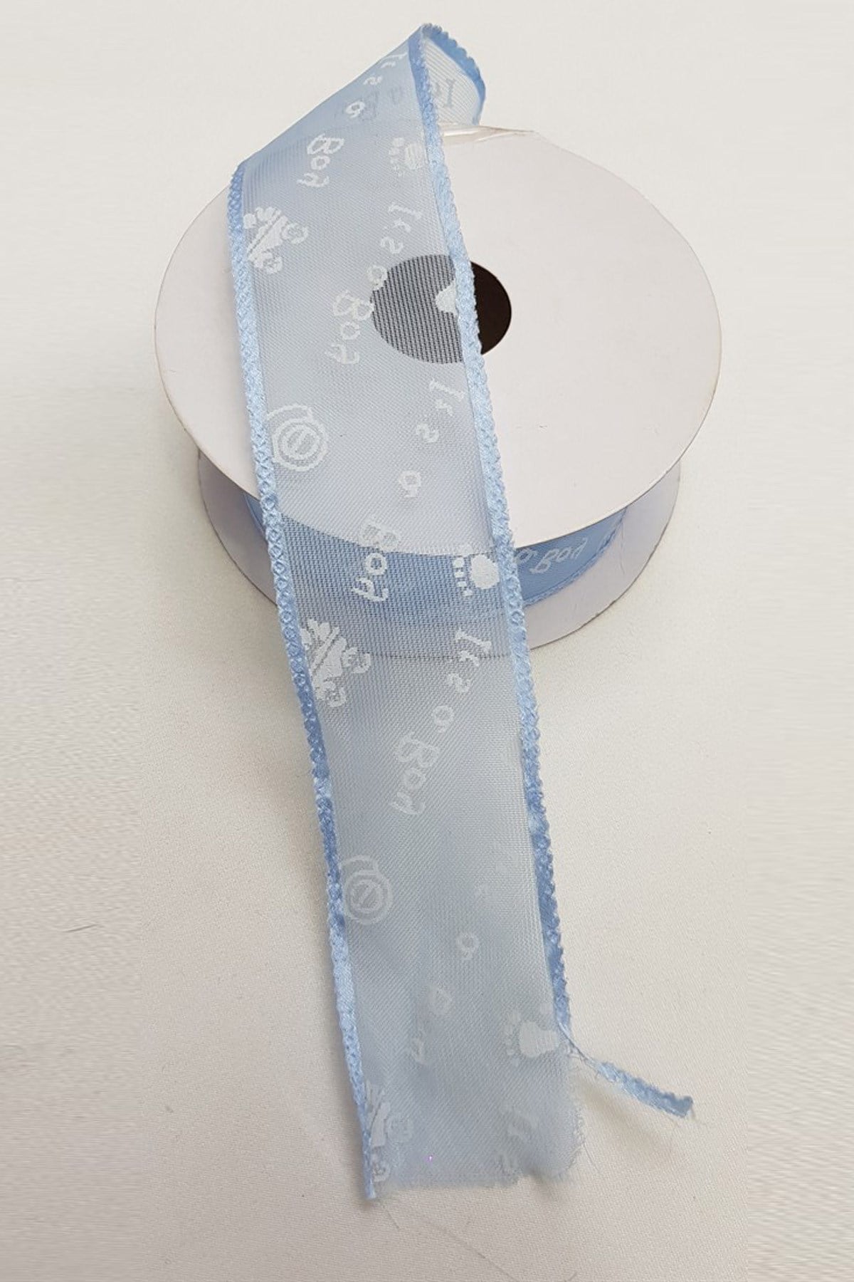 Blue Baby Theme Printed Organza Ribbon 4 Cm