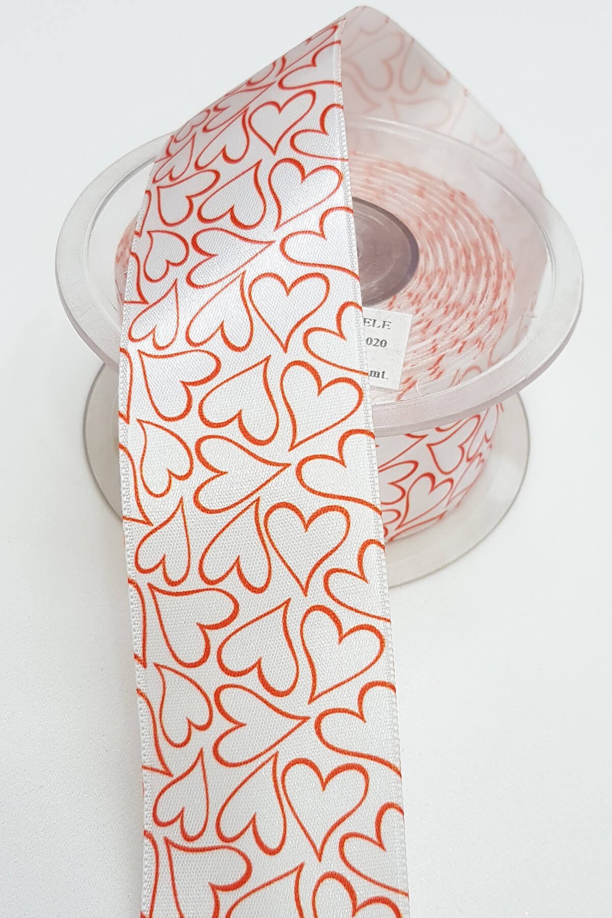 Red Heart Printed Satin Ribbon 4Cm