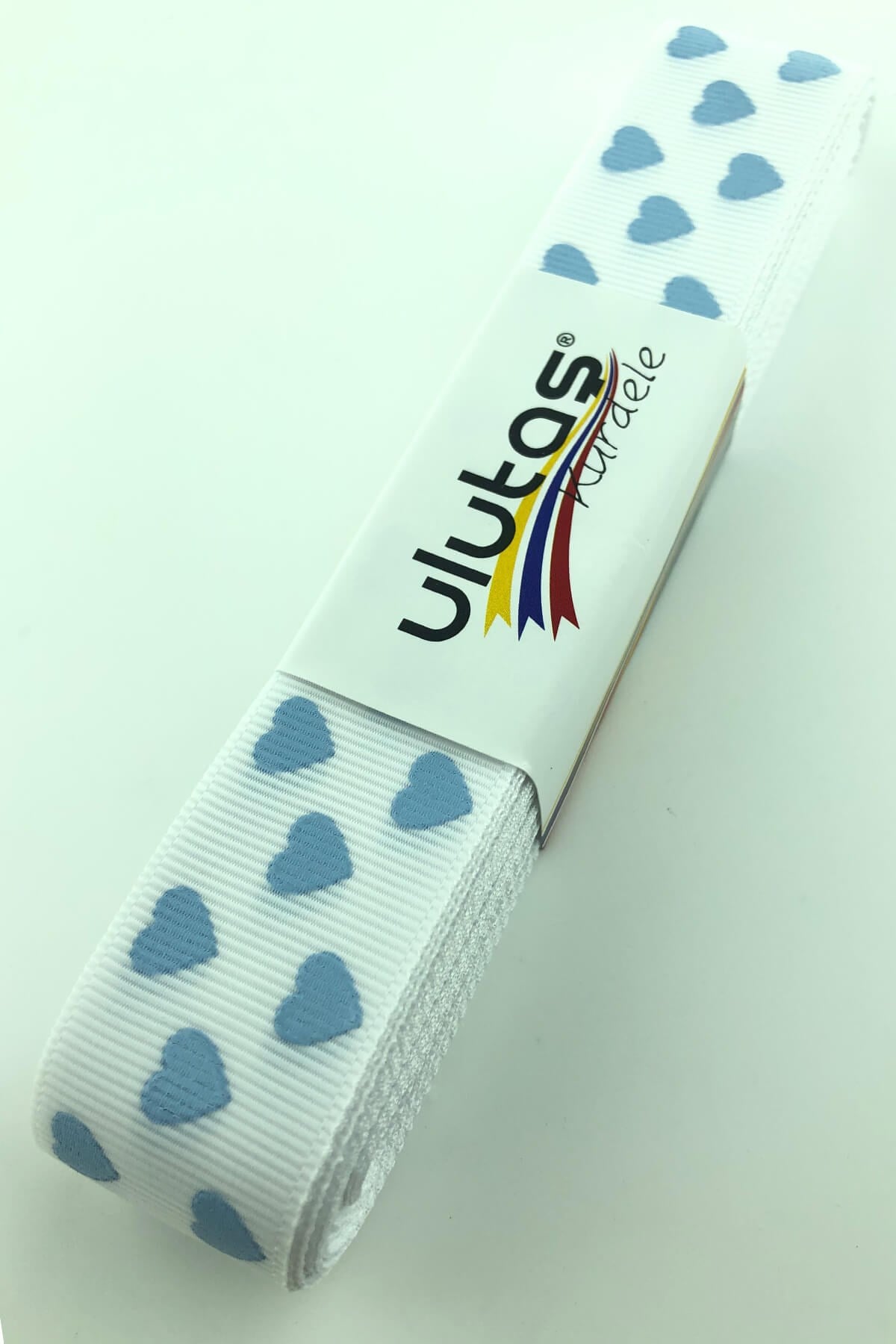 Baby Blue Heart Printed Grosgrain Ribbon
