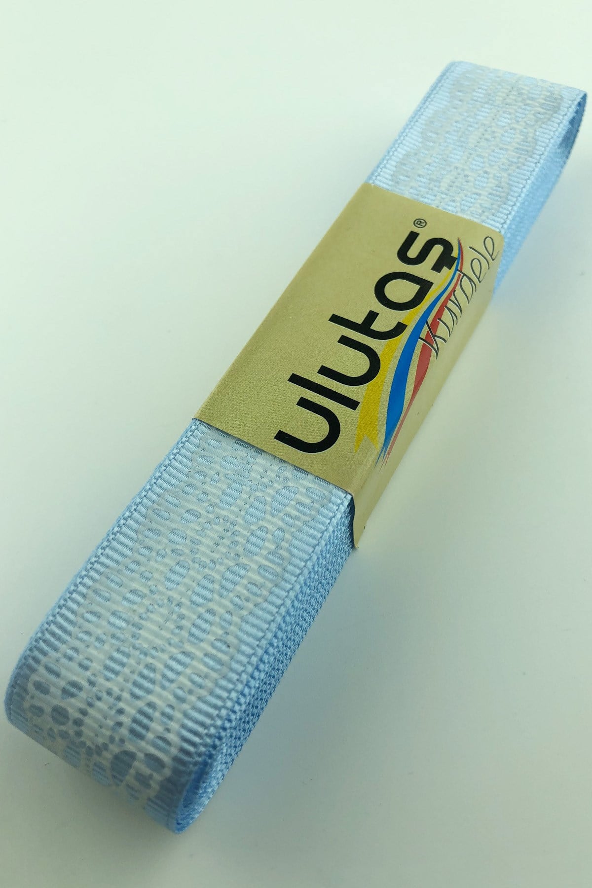 Bebe mavi Dantel Baskılı Grogren Kurdele 2,5 cm