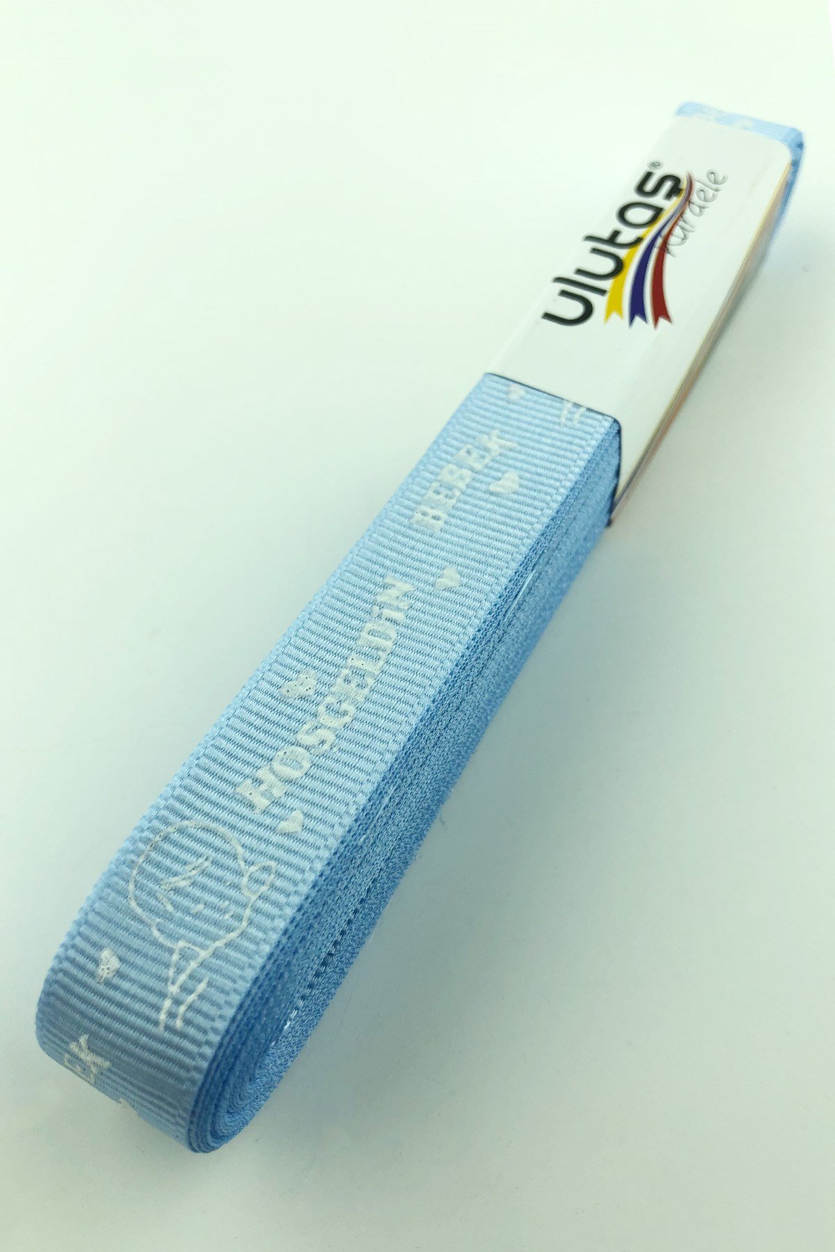 Bebe Mavi Hoşgeldin Bebeğim Baskılı Grogren Kurdele 1,5 cm