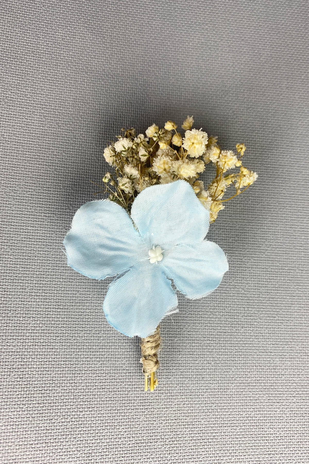 Bebe Mavi Ortancalı Cipsolu Damat Yaka Çiçeği