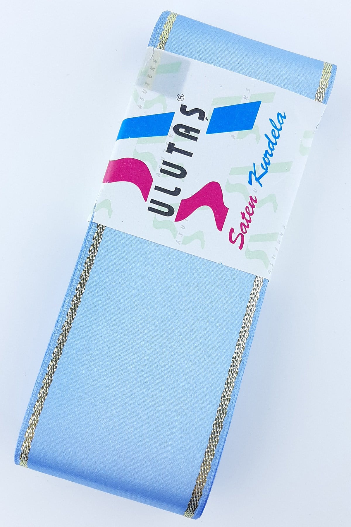 Bebe Blue Silvery Gold Satin Ribbon 6 cm 10 Mt