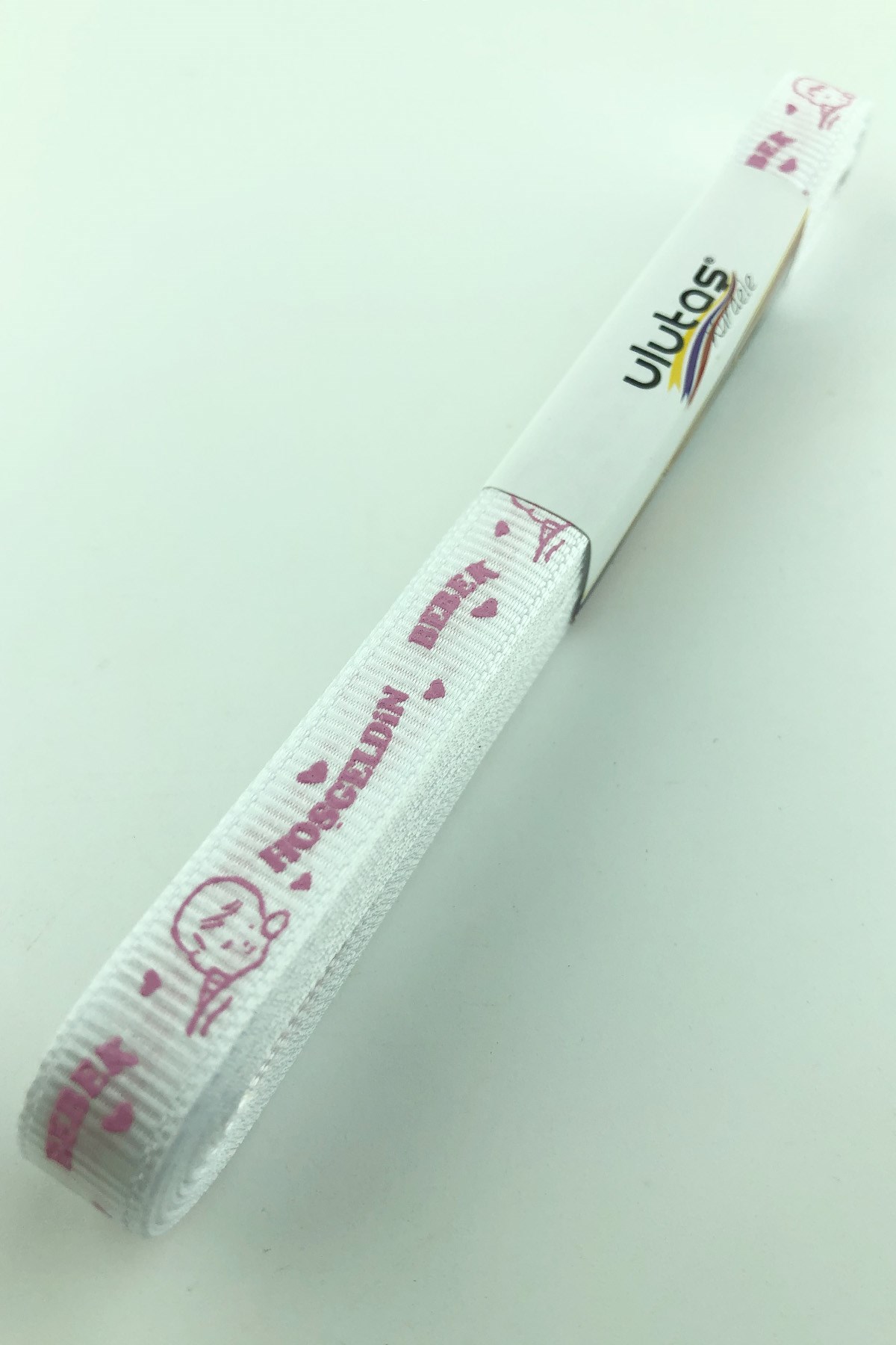 Bebe Pembe Bebek Ayağı Figür Baskılı Grogren Kurdele 1,5 cm
