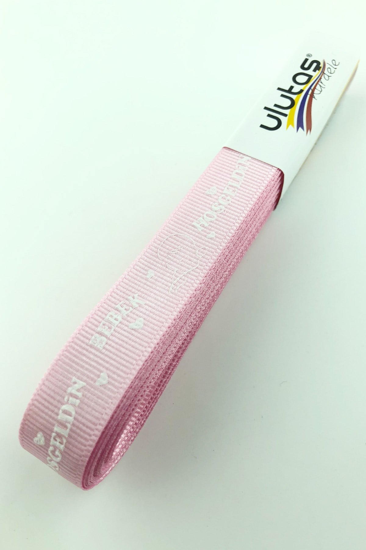 Bebe Pembe Hoşgeldin Bebeğim Baskılı Grogren Kurdele 1,5 cm