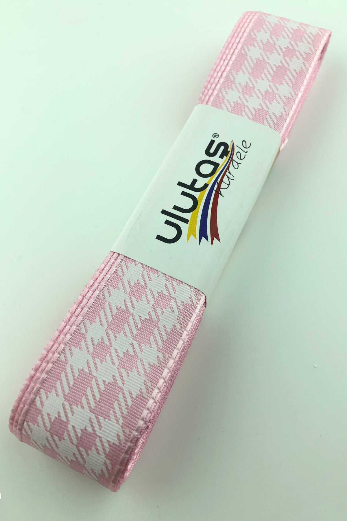 Bebe Pink Leaf Printed Taffeta Ribbon 2.5 Cm