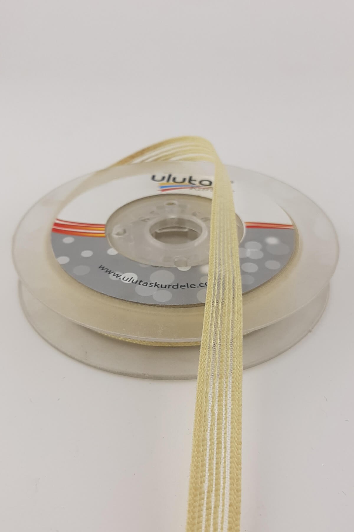 Bej Keten Efektli Kurdele 1 cm 10 mt