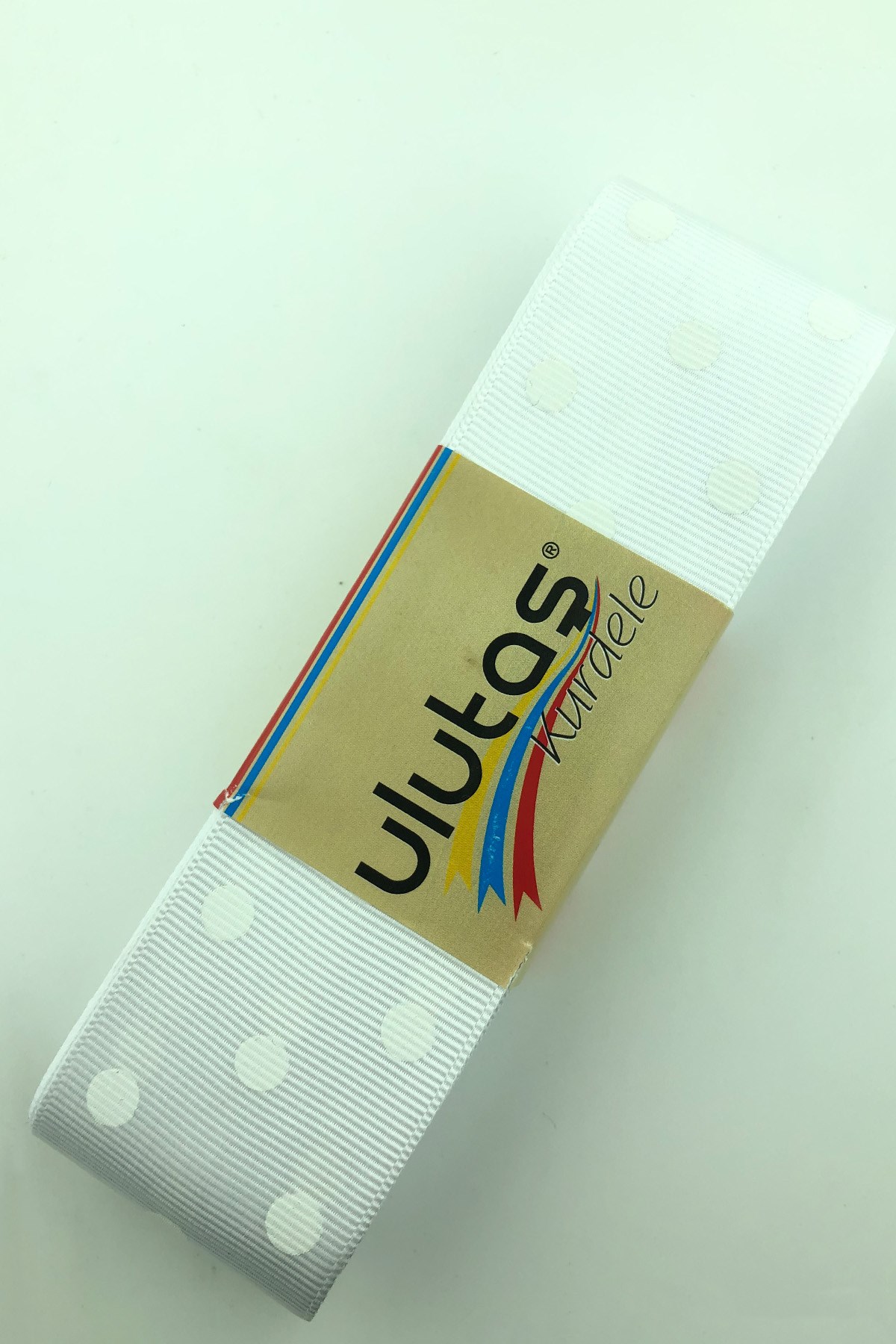 White White Polka Dot Grosgrain Ribbon 4 cm