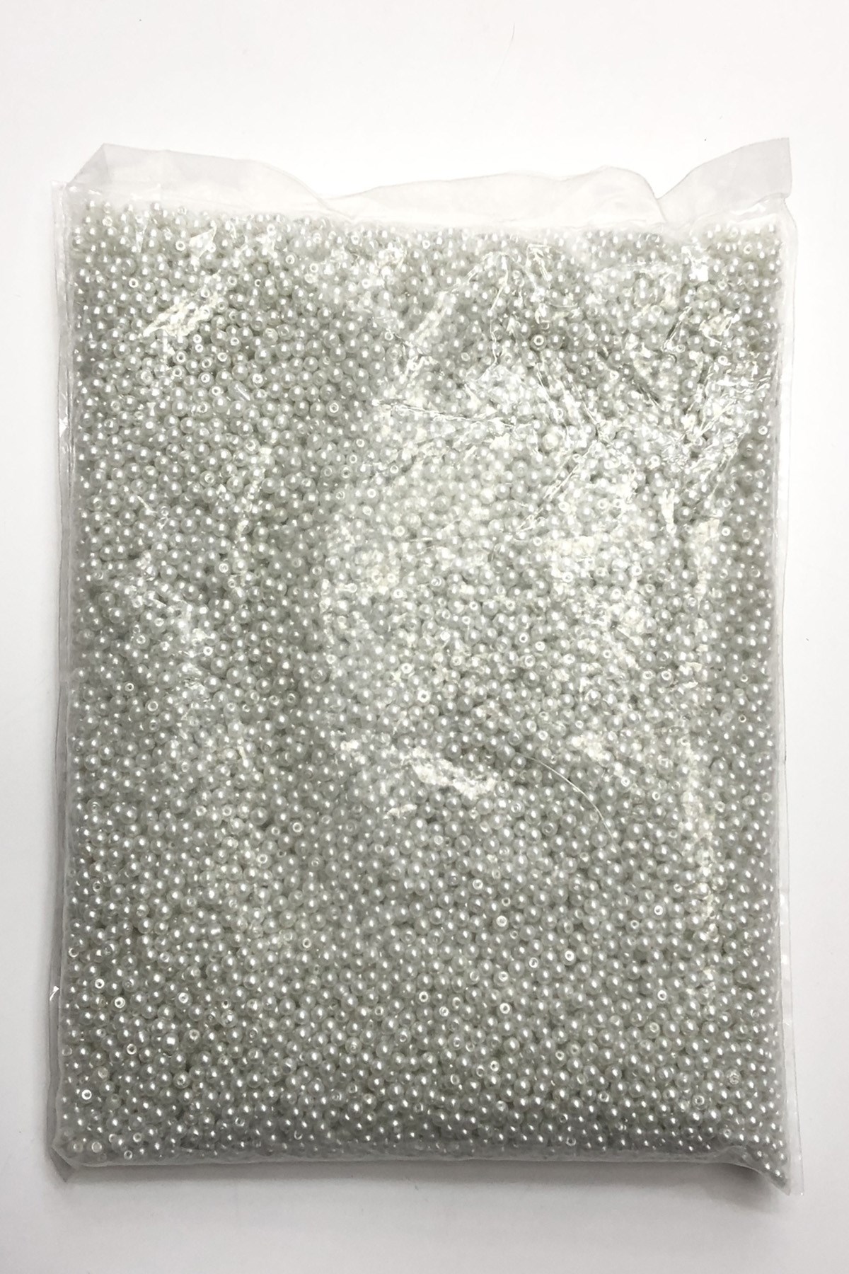 Beyaz Cam İnci Boncuk 3 mm