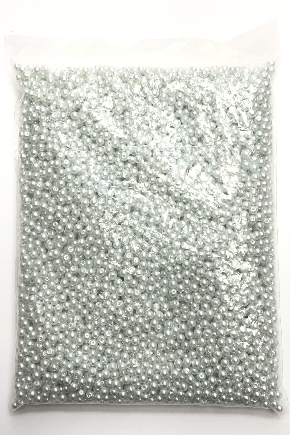 حبات اللؤلؤ الزجاجي الأبيض 5 مم