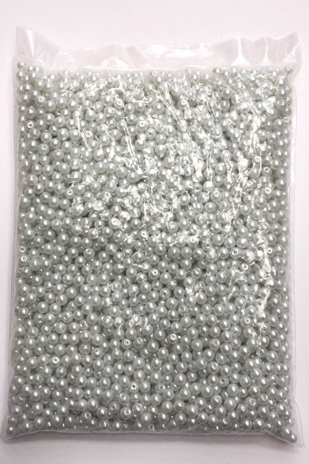 حبة زجاج لؤلؤة بيضاء 6 مم