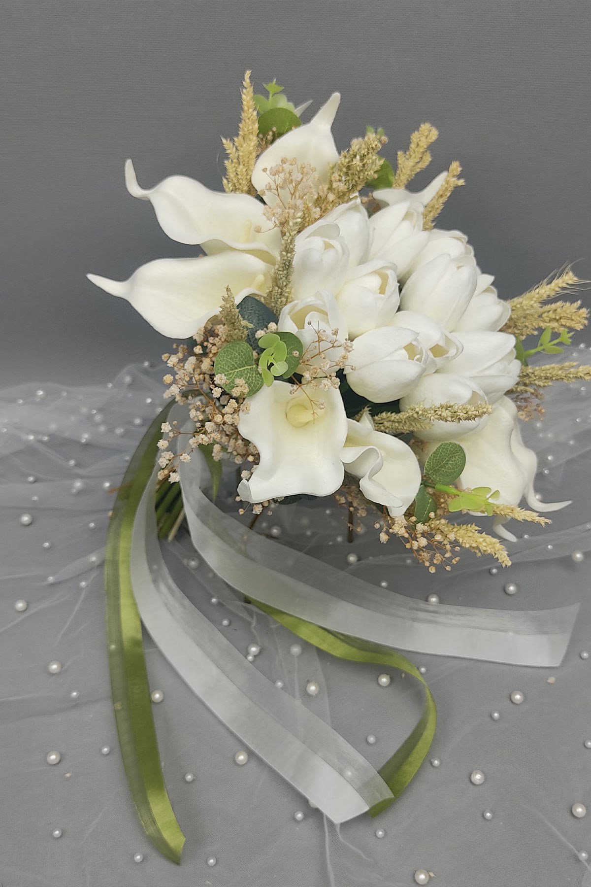 Beyaz Islak Gala Gelin Buketi Ve Damat Çiçeği | Hayalperest