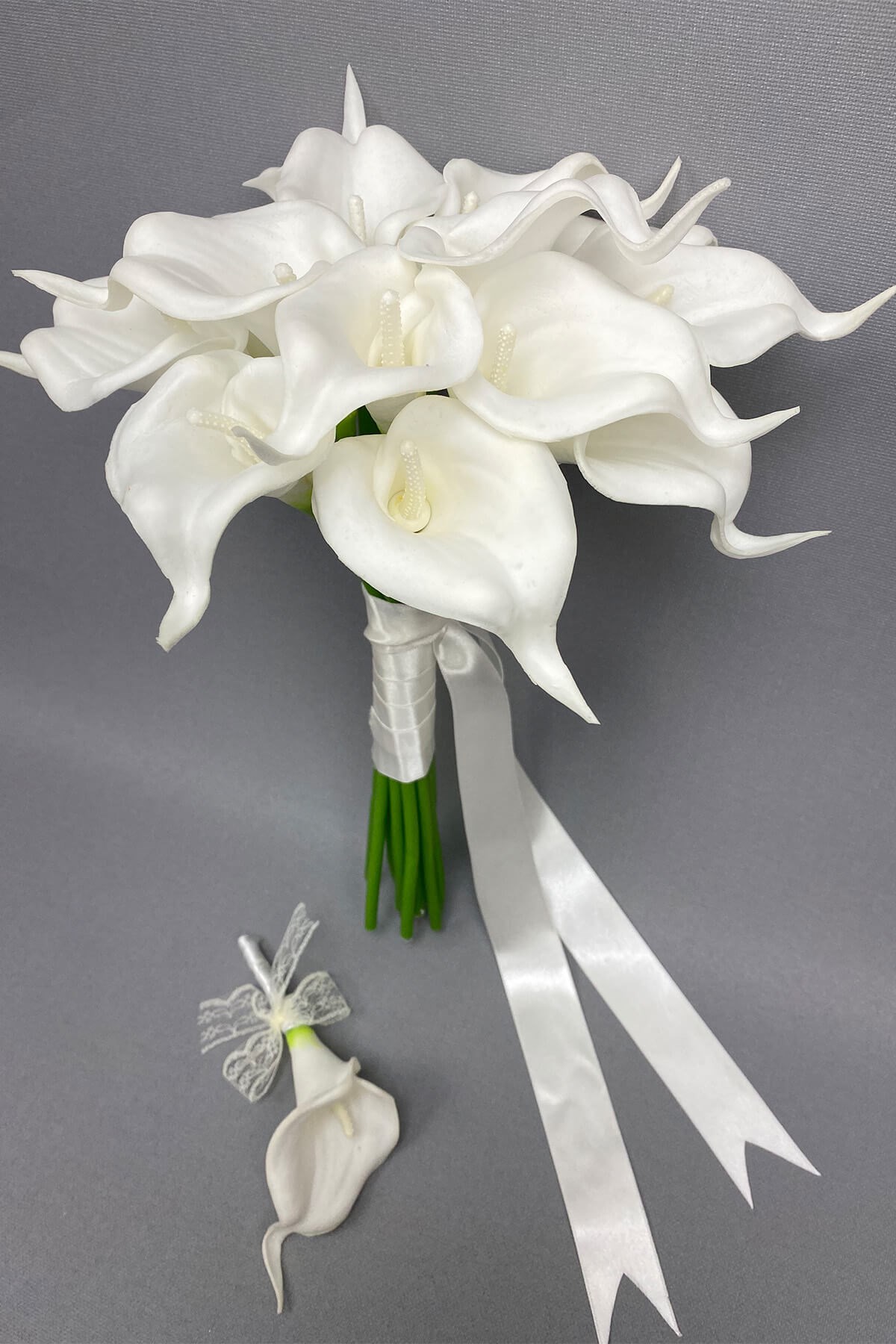 Beyaz Islak Gala Gelin Buketi ve Damat Çiçeği | Hayalperest
