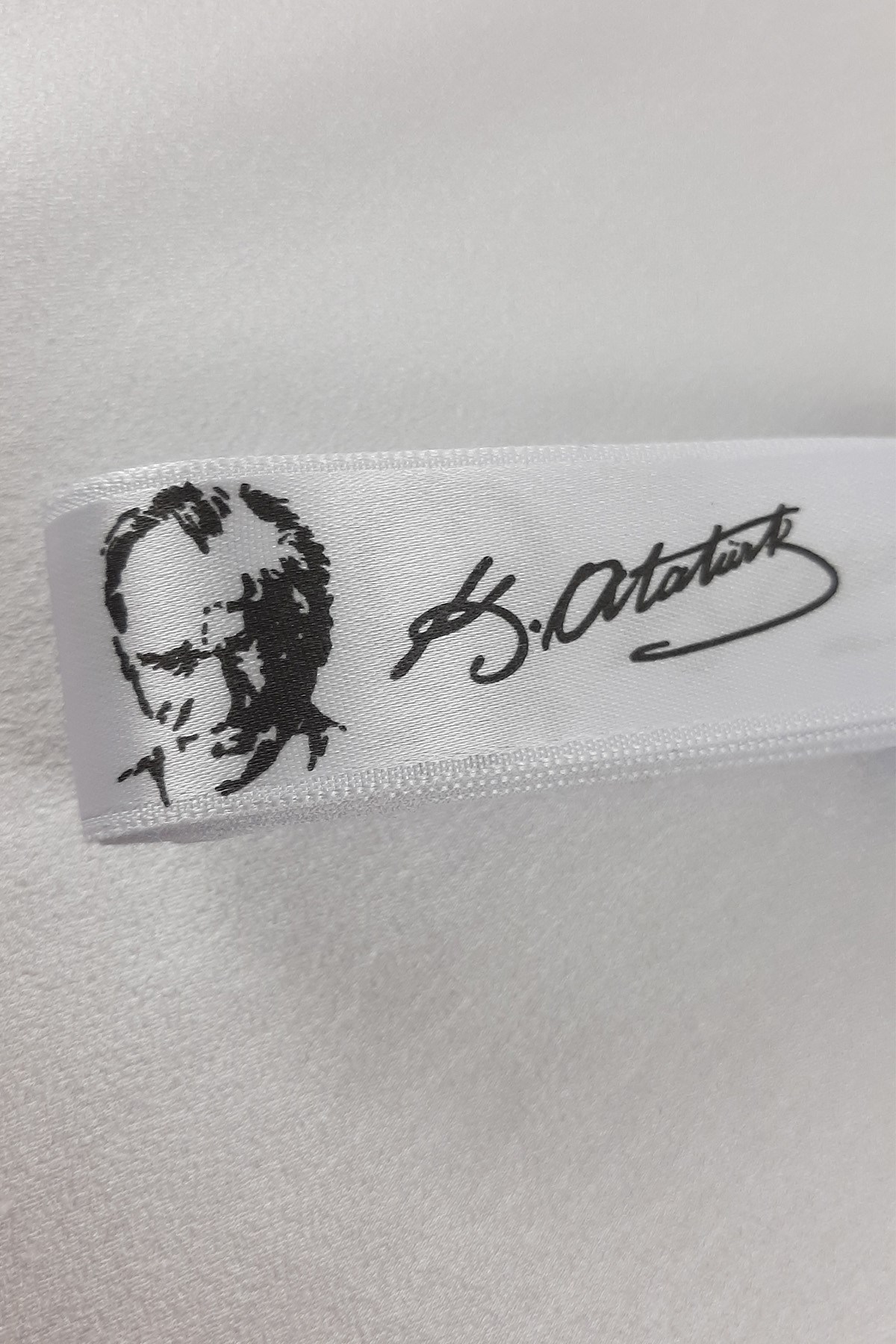 Beyaz K.Atatürk Baskılı Saten Kurdele