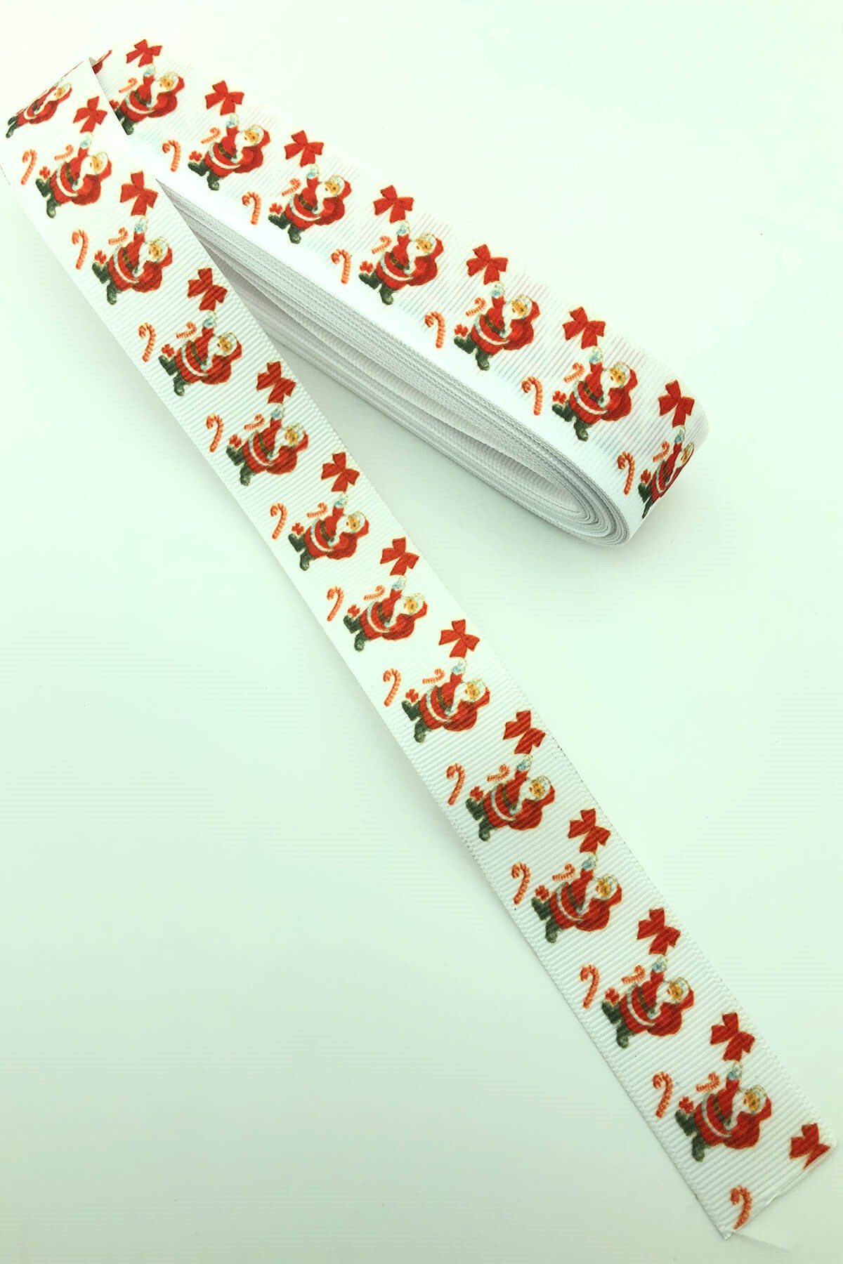 Beyaz Noel Baba Baskılı Yılbaşı Kurdelesi 10 Mt