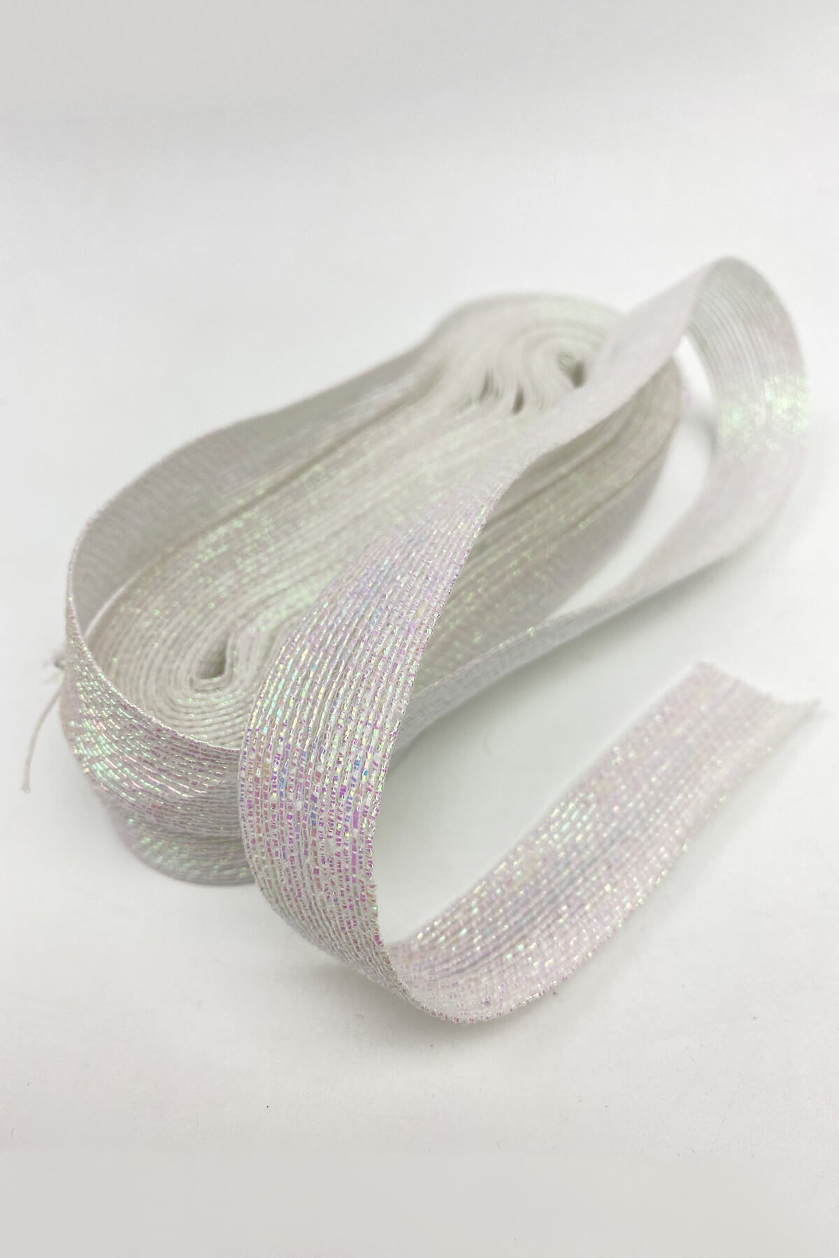Beyaz Sedef Simli Şerit Kurdele 1 cm 10 mt
