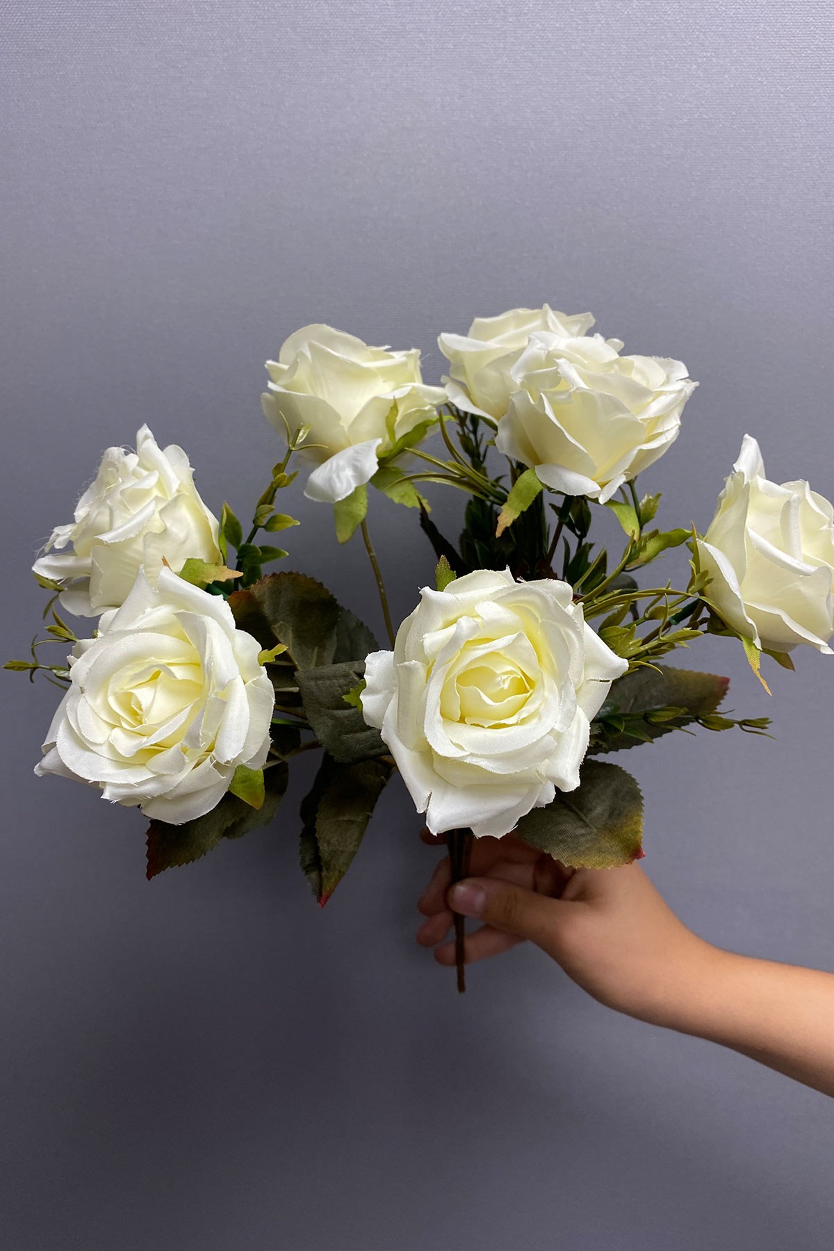 Beyaz Yapay Çiçek Gül Çiçeği 7 Adet | Hayalperest