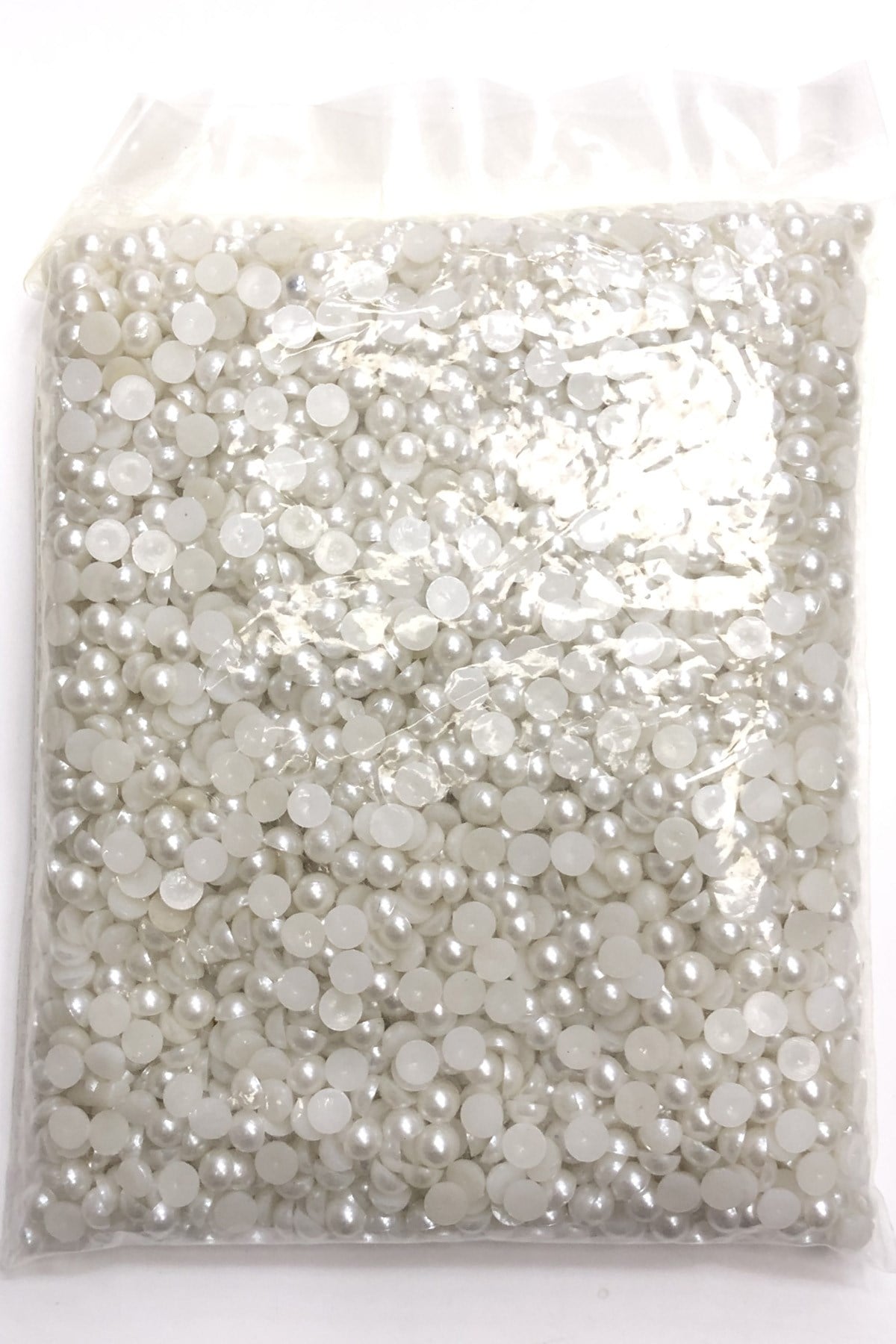 Beyaz Yarım Plastik İnci Boncuk 8 mm
