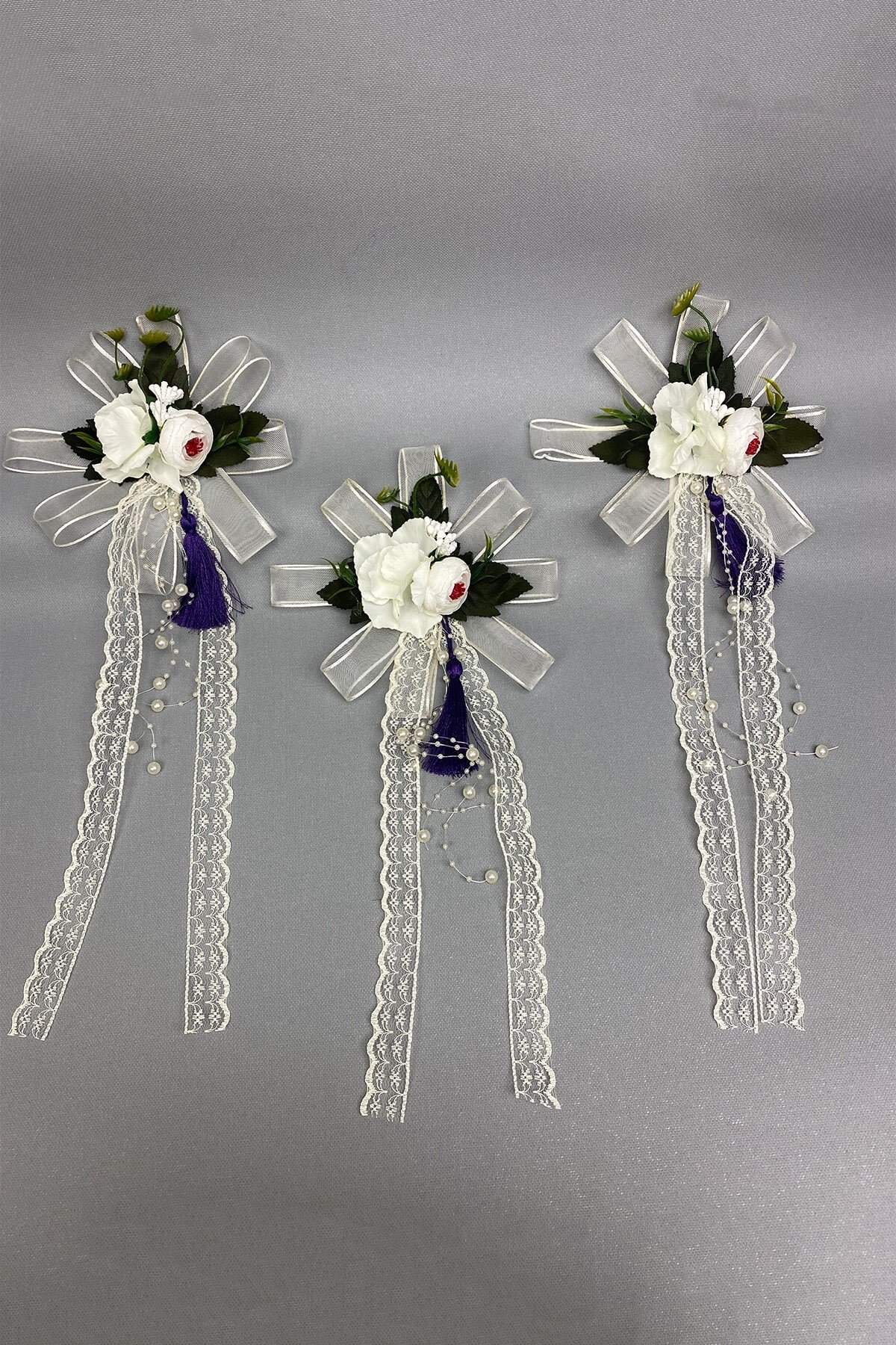 Bohça Bavul ve Konvoy Araba Süsü 3 Adet Krem