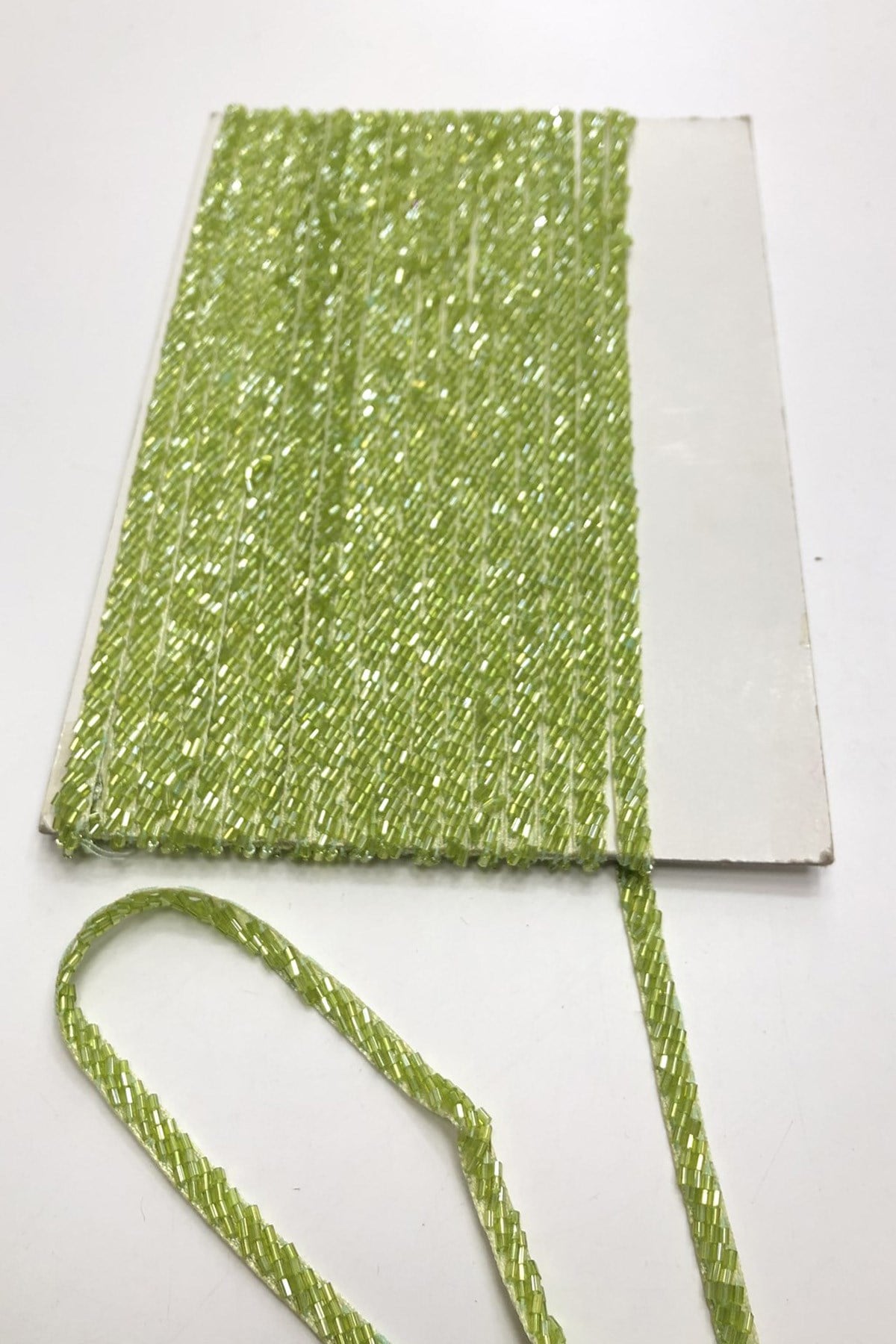 Asparagus Color Bead Embroidered Ribbon 1 cm