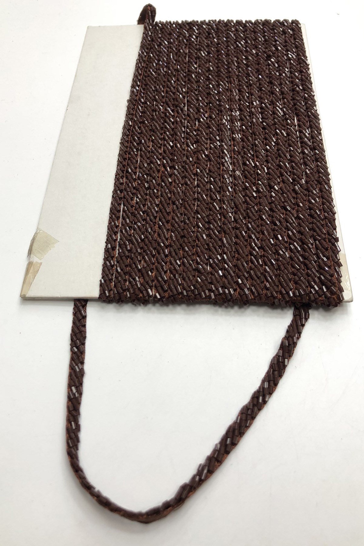 Dark Crimson Brown Bead Embroidered Ribbon 1 cm