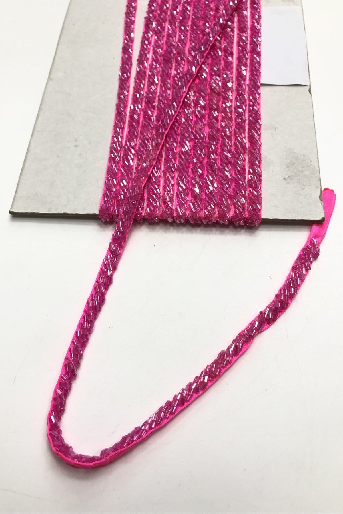 Highlight Pink Bead Embroidered Ribbon 1 cm