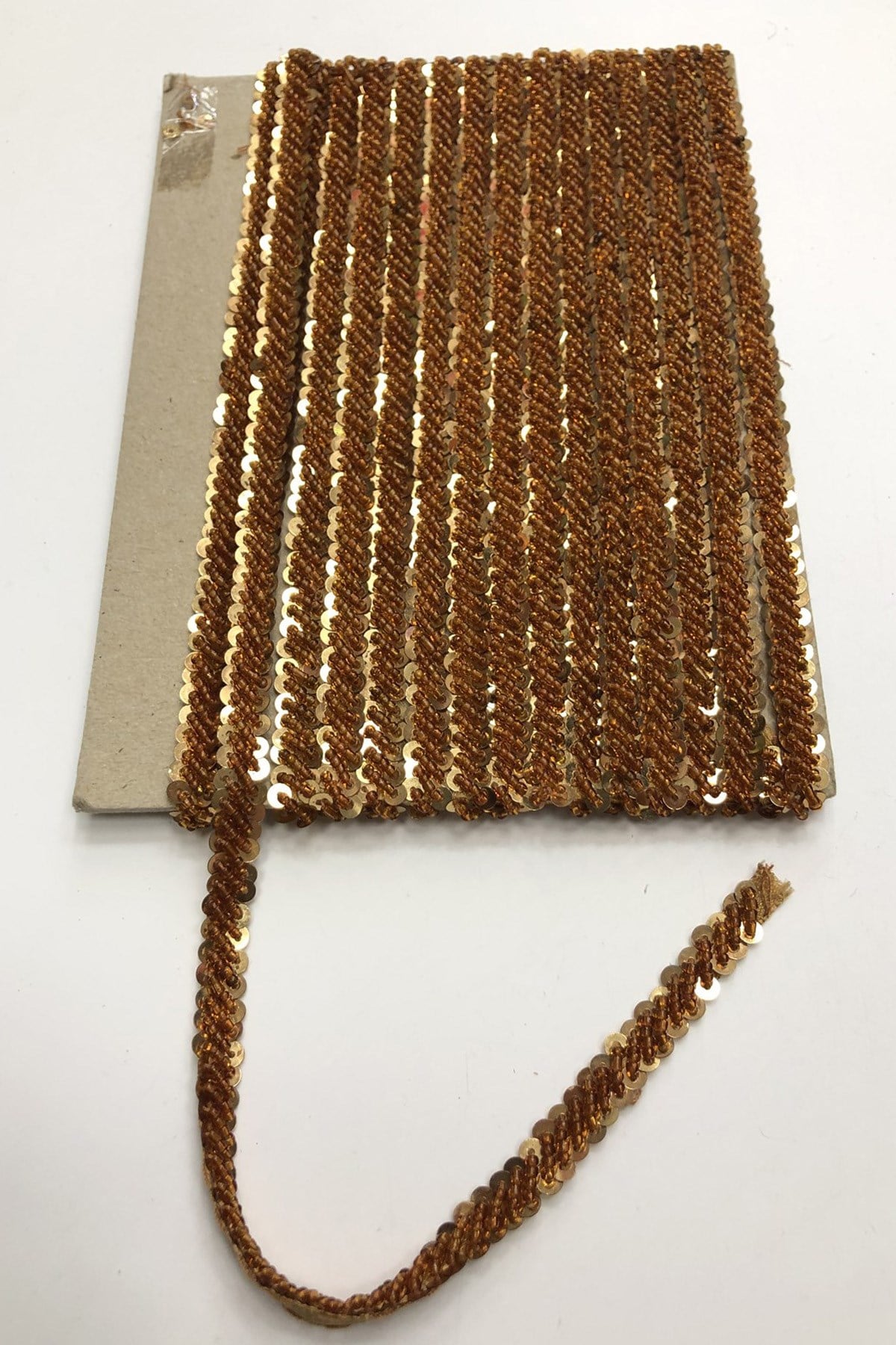 Copper Color Bead Embroidered Ribbon 1 cm