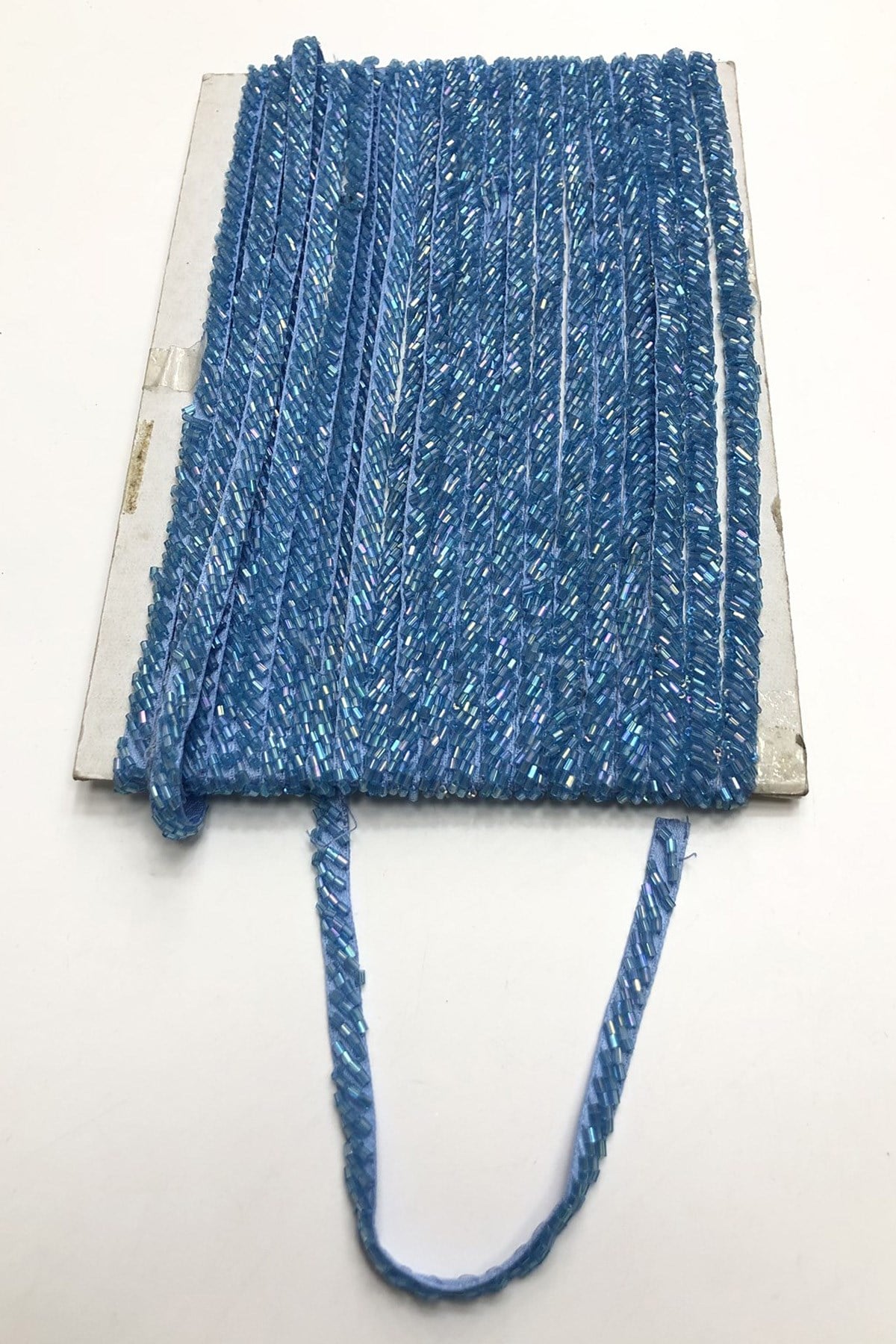 Sky Blue Bead Embroidered Ribbon 1 cm