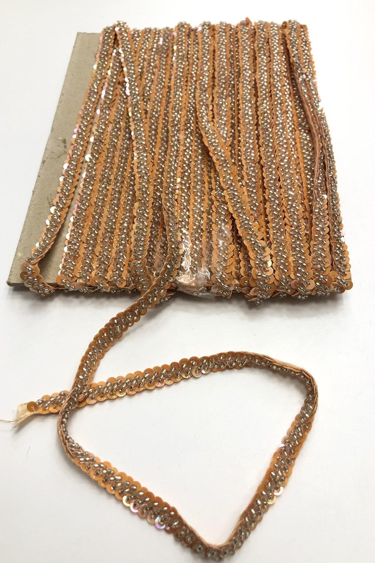 Orange Bead Embroidered Ribbon 1 cm