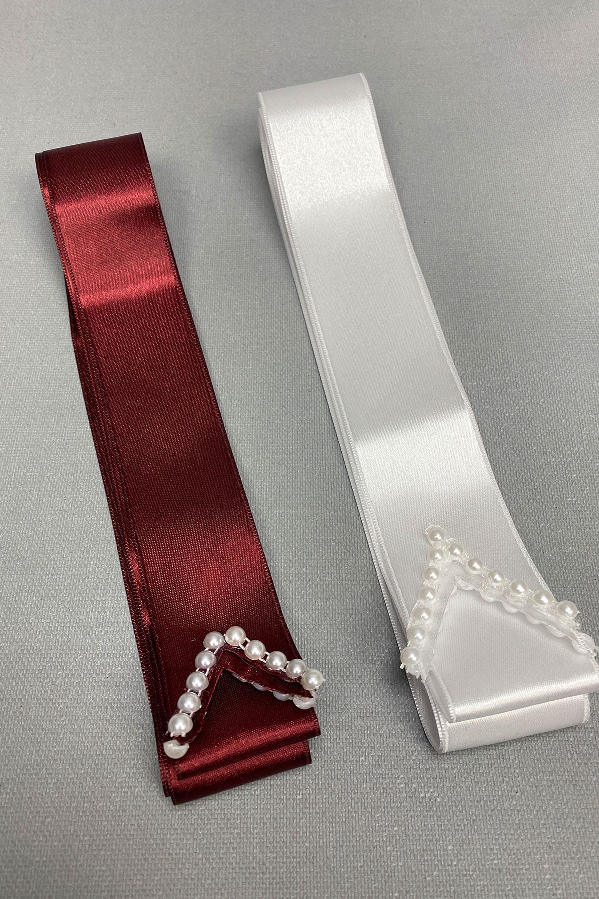 Bordo Beyaz Takı Kurdele Seti