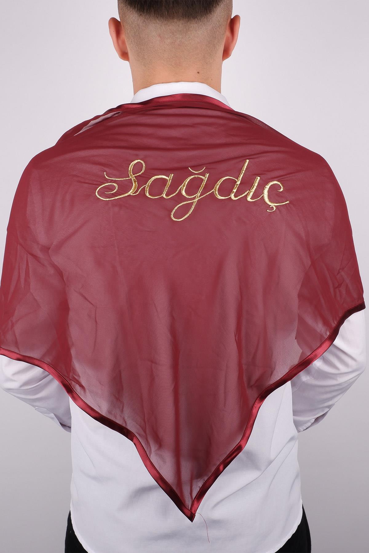 Bordo Sim Nakışlı Sağdıç Örtüsü