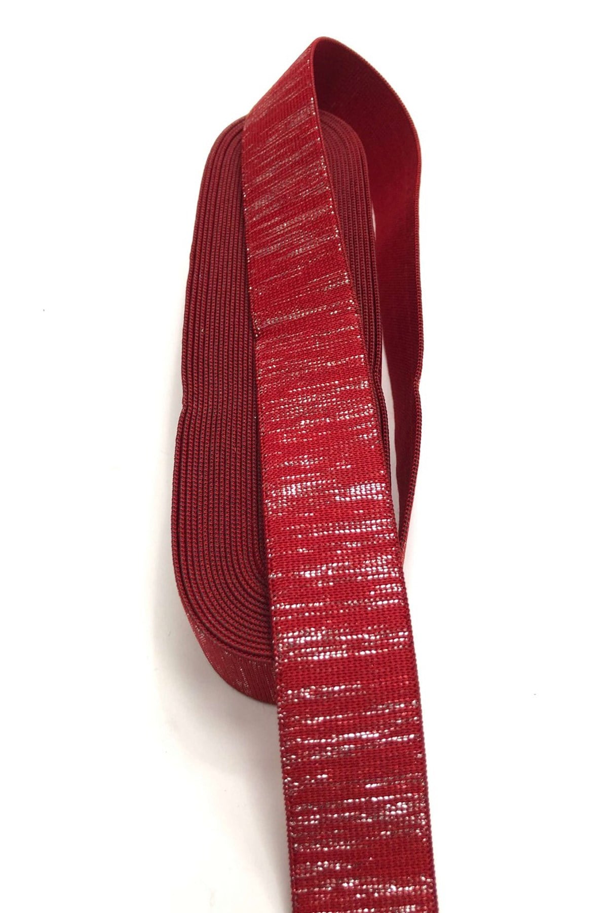 Claret Red Silvery Rubber 3 cm 1 m