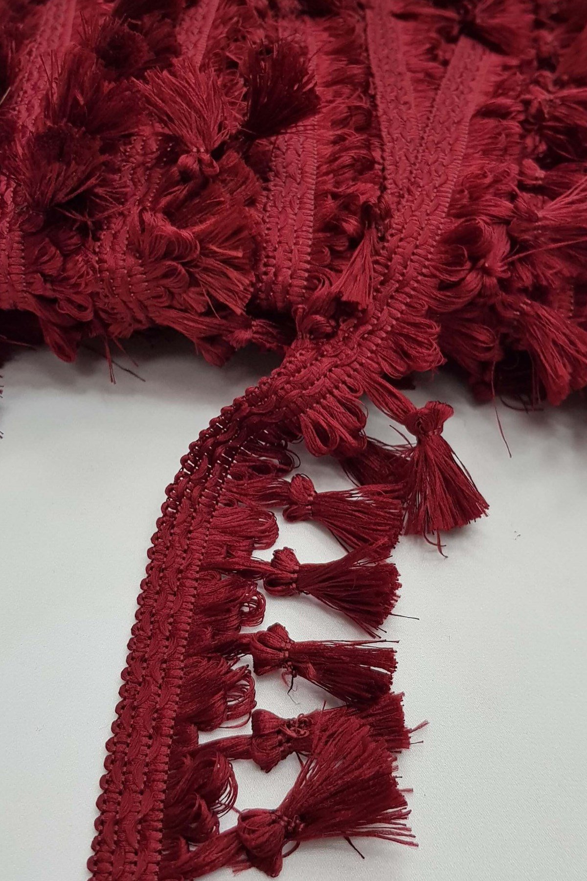 Bordo Topuzlu Püskül Saçak  7cm (1 mt )