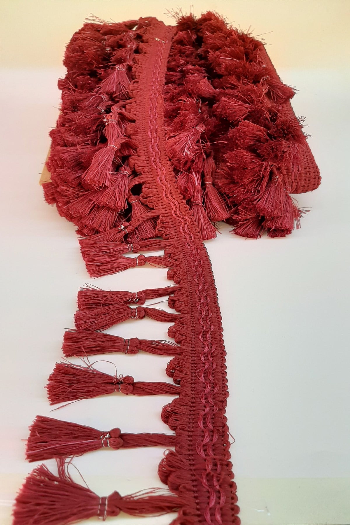 Bordo Topuzlu Saçak Püskül 7Cm