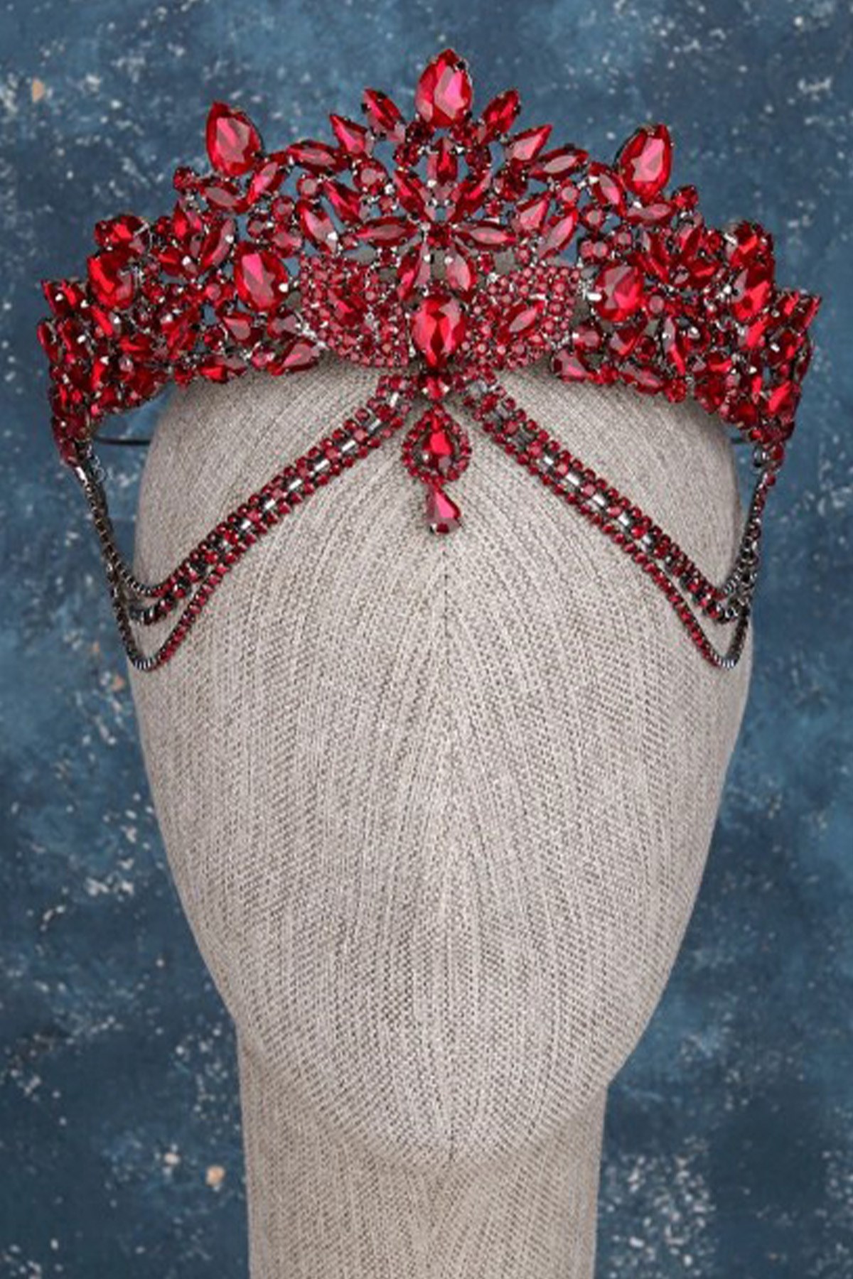 Bordo Velessi Tasarım Alınlık Gelin Kına Tacı