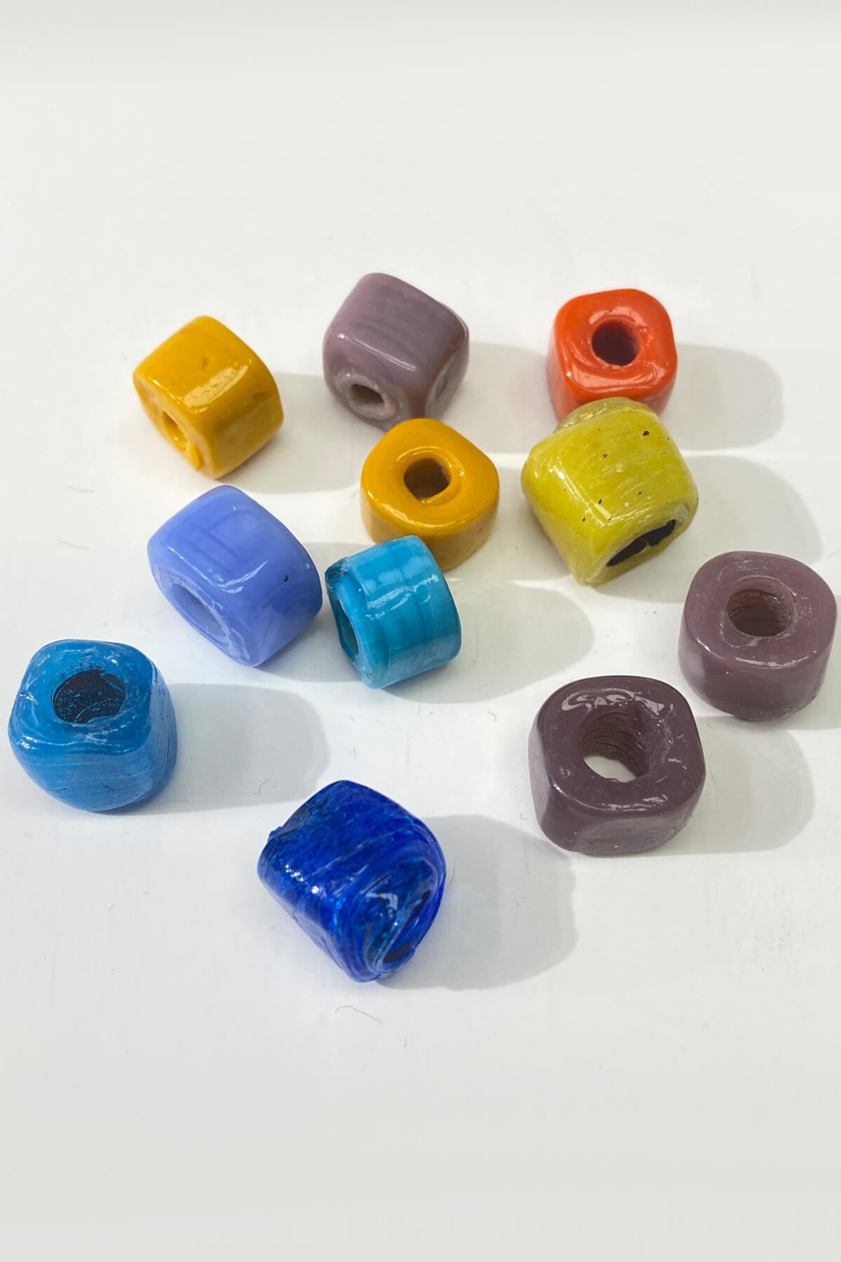 Glass Bead Cylinder Necklace and Bracelet Tip 5 Pcs Colorful