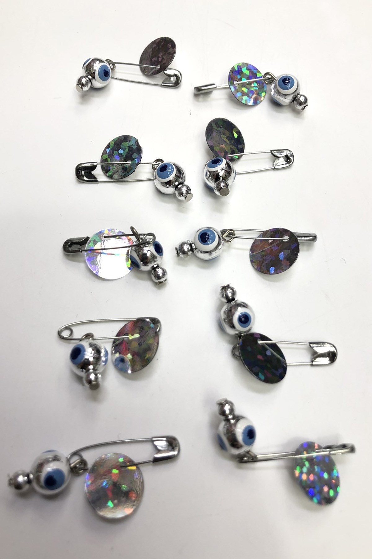Silver Scale Hook and Pin Evil Eye Beads