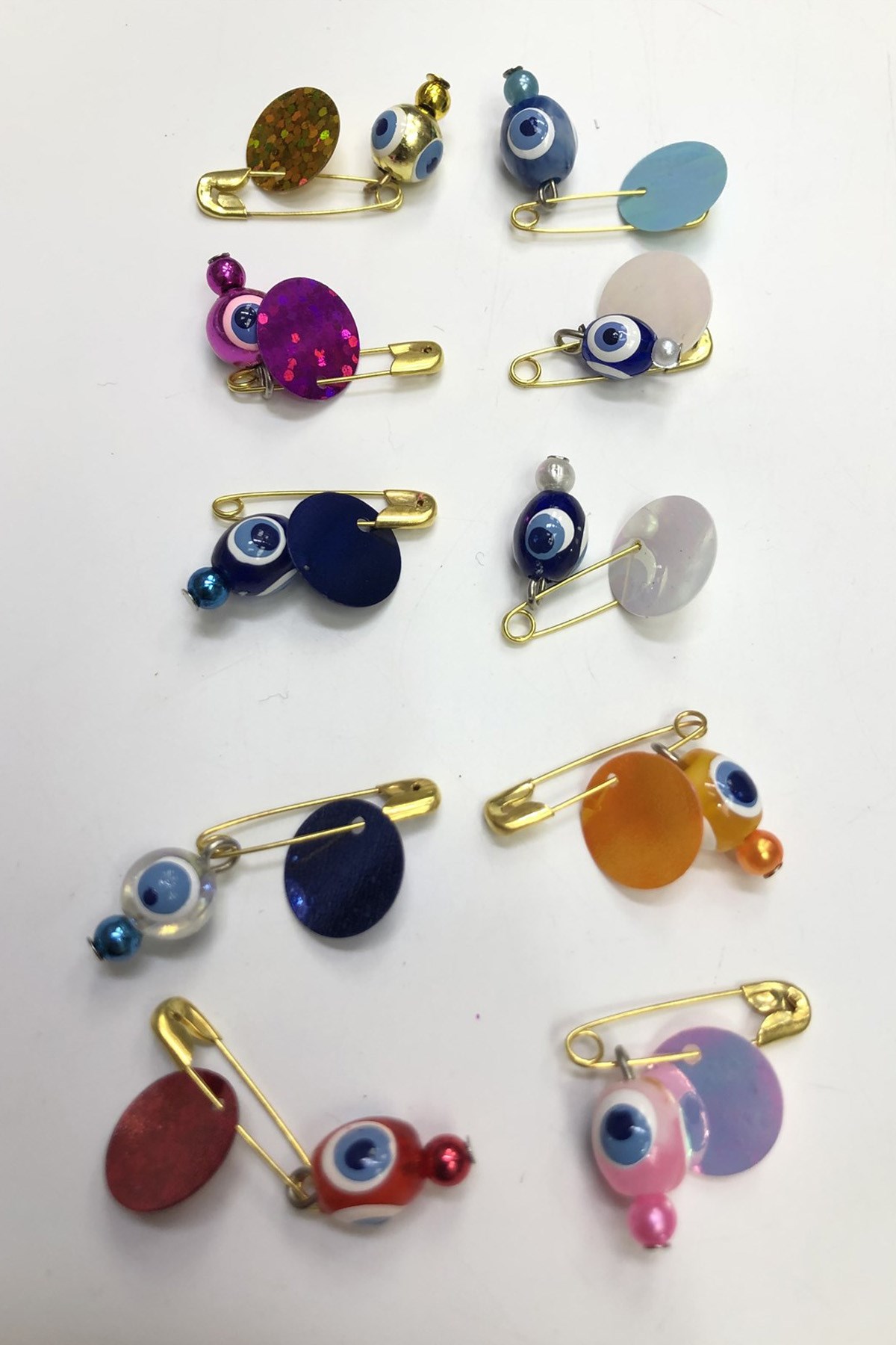 Colorful Sequin Hook and Pin Evil Eye Beads