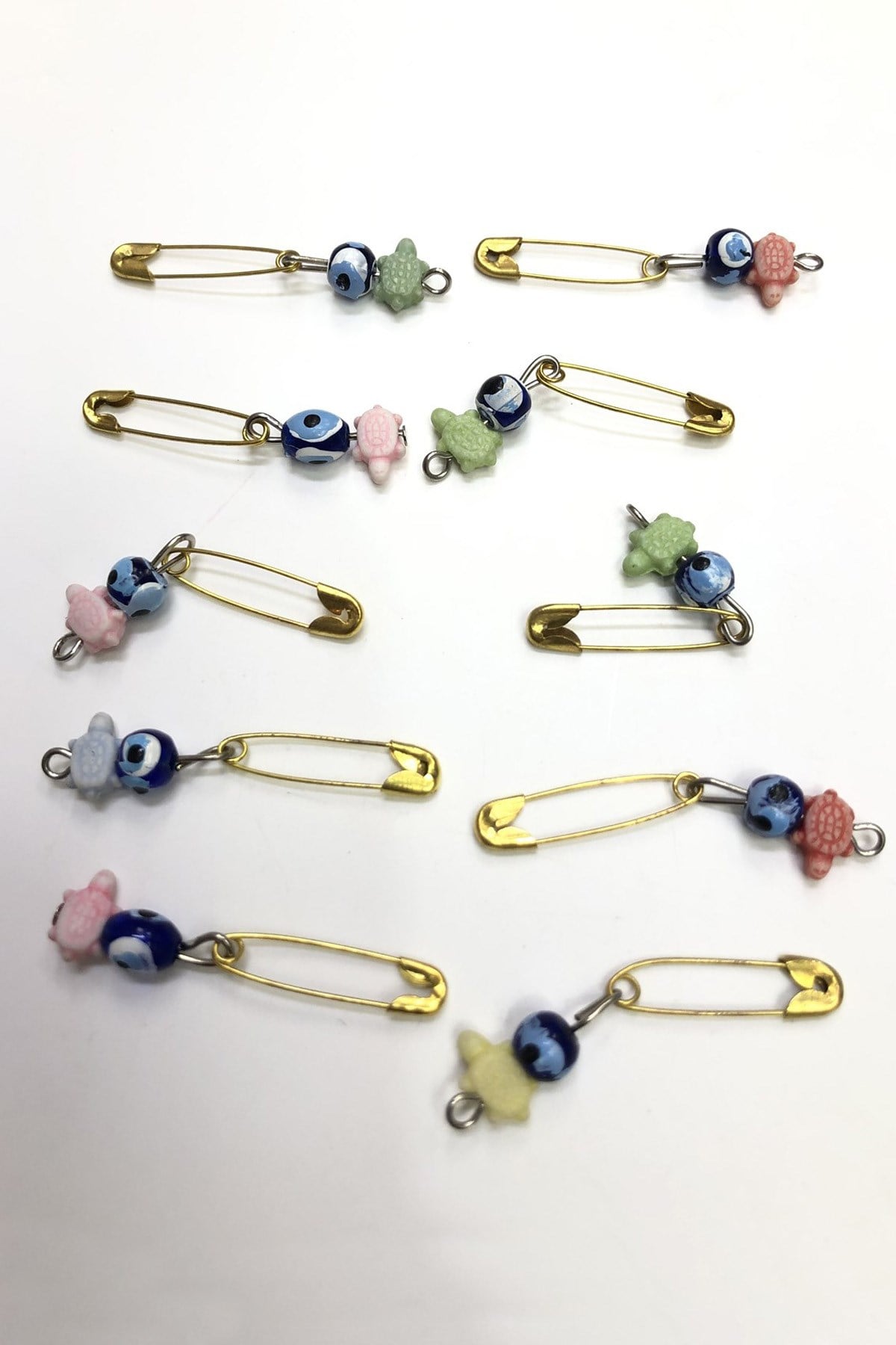 Turtle Patterned Hook and Pin Evil Eye Bead