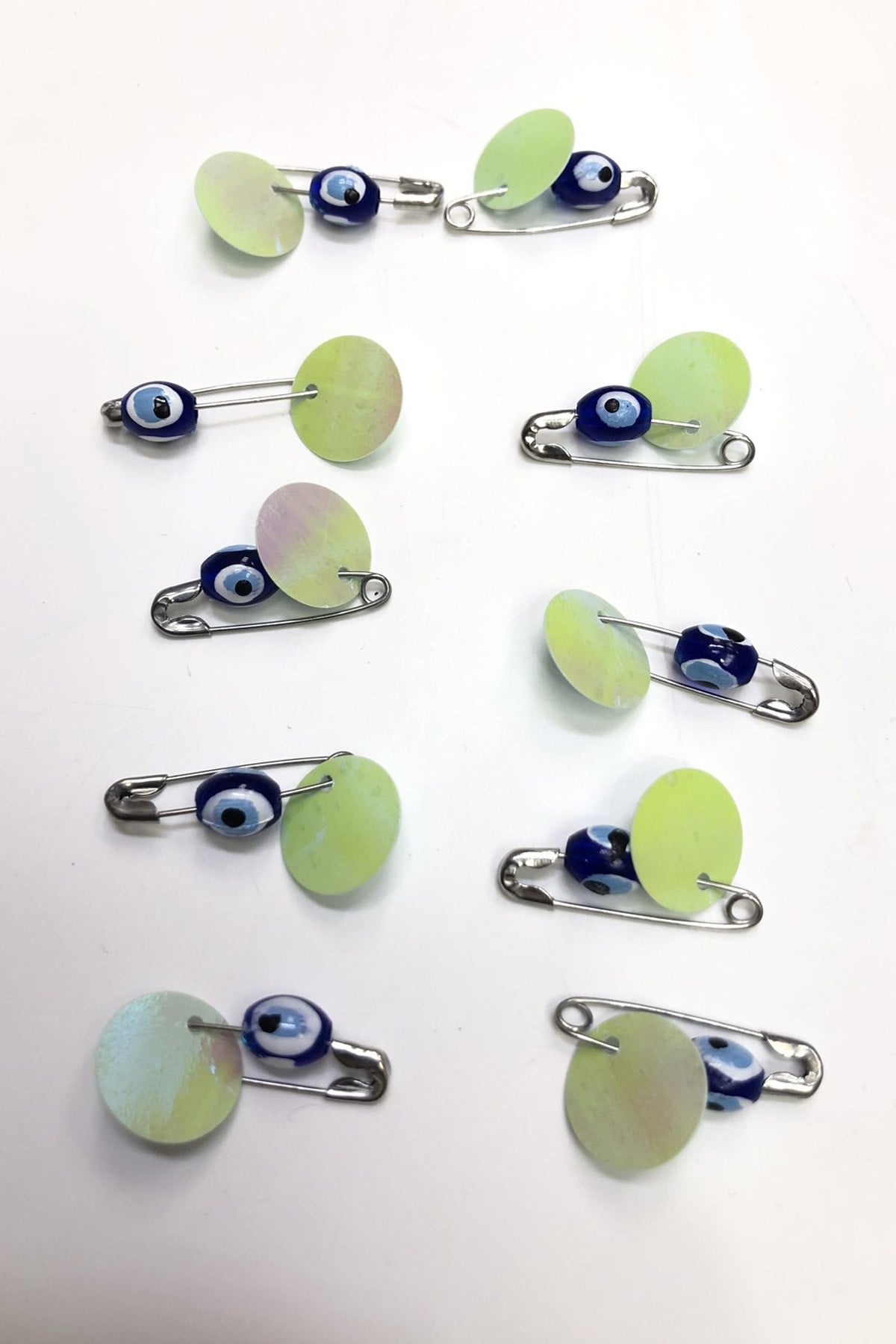 Evil Eye Bead with Green Scale Hook and Pin